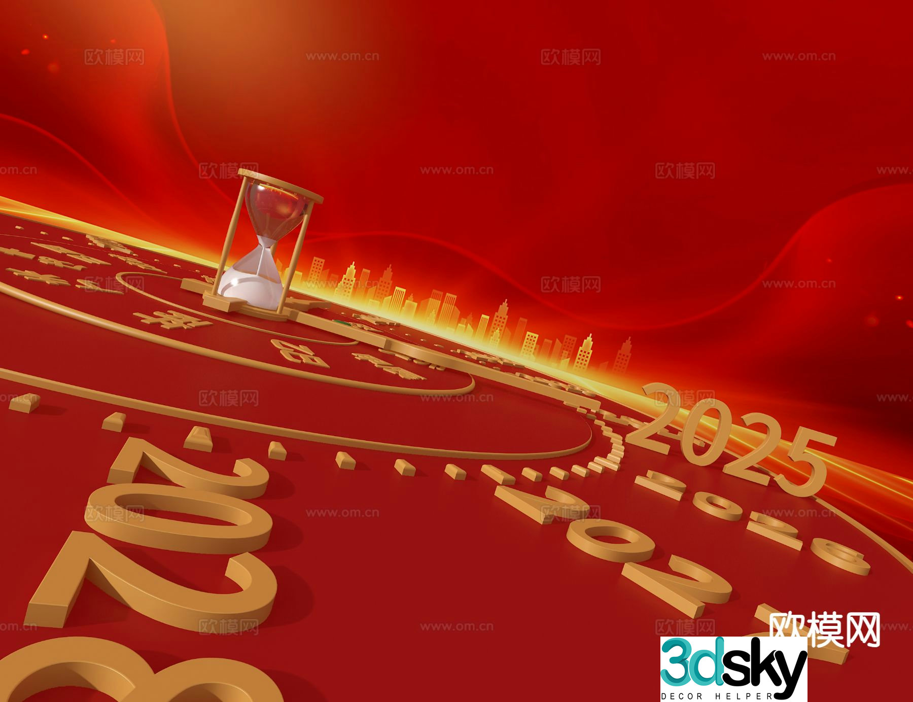New Year clock beautiful 3d model