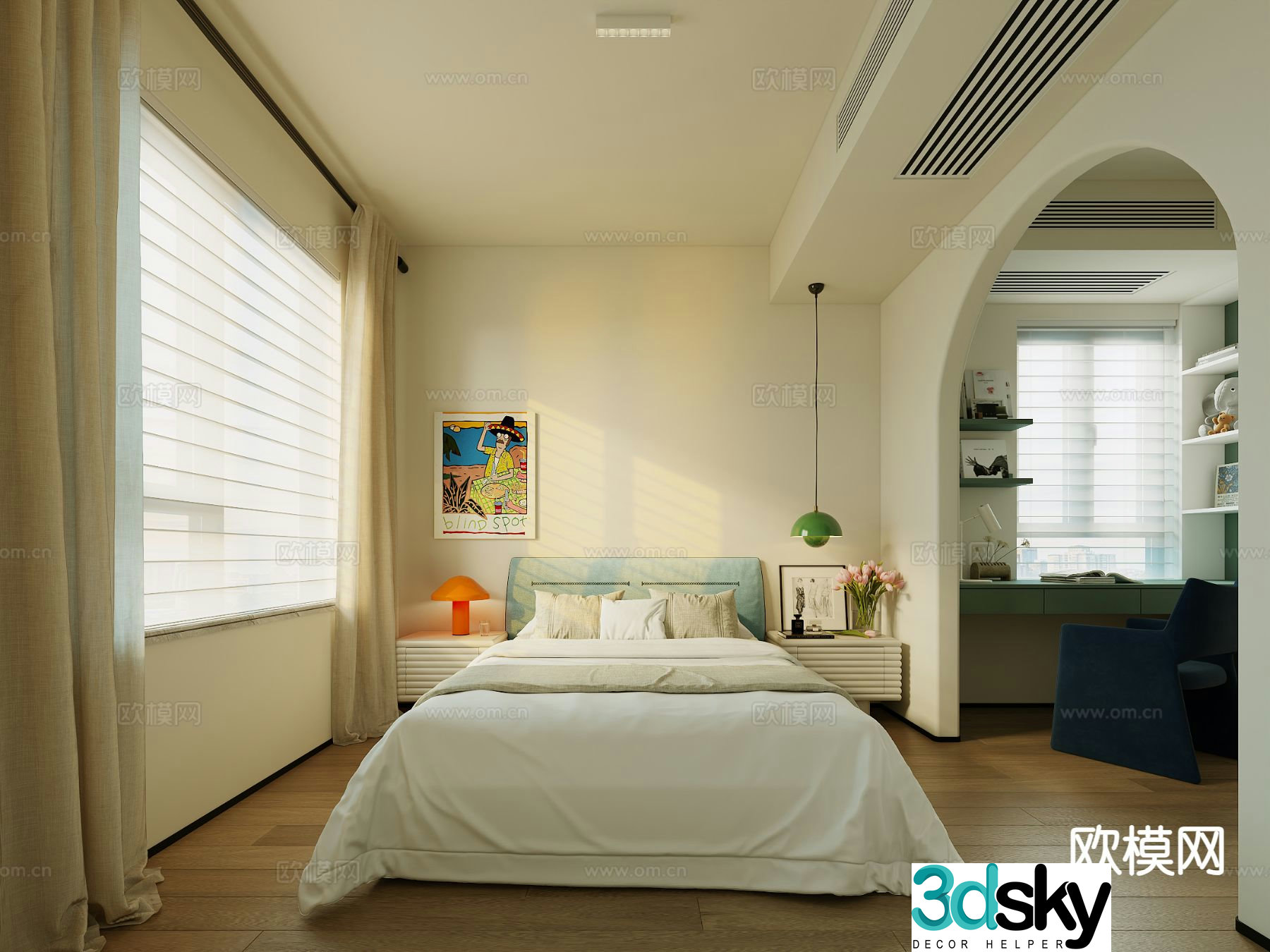 Cream style bedroom second bedroom boy’s room 3D model