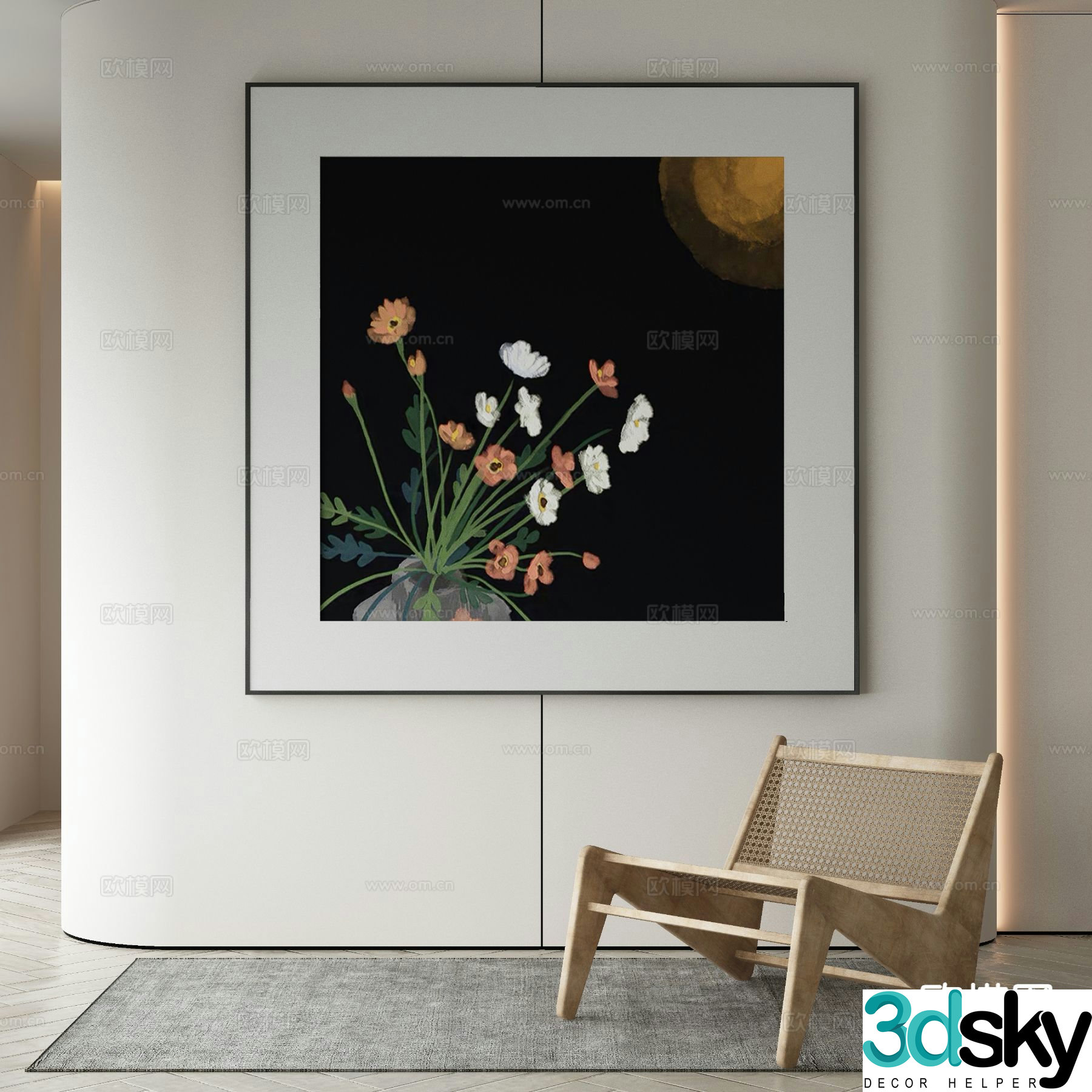 Modern decorative painting black hanging painting 3d model