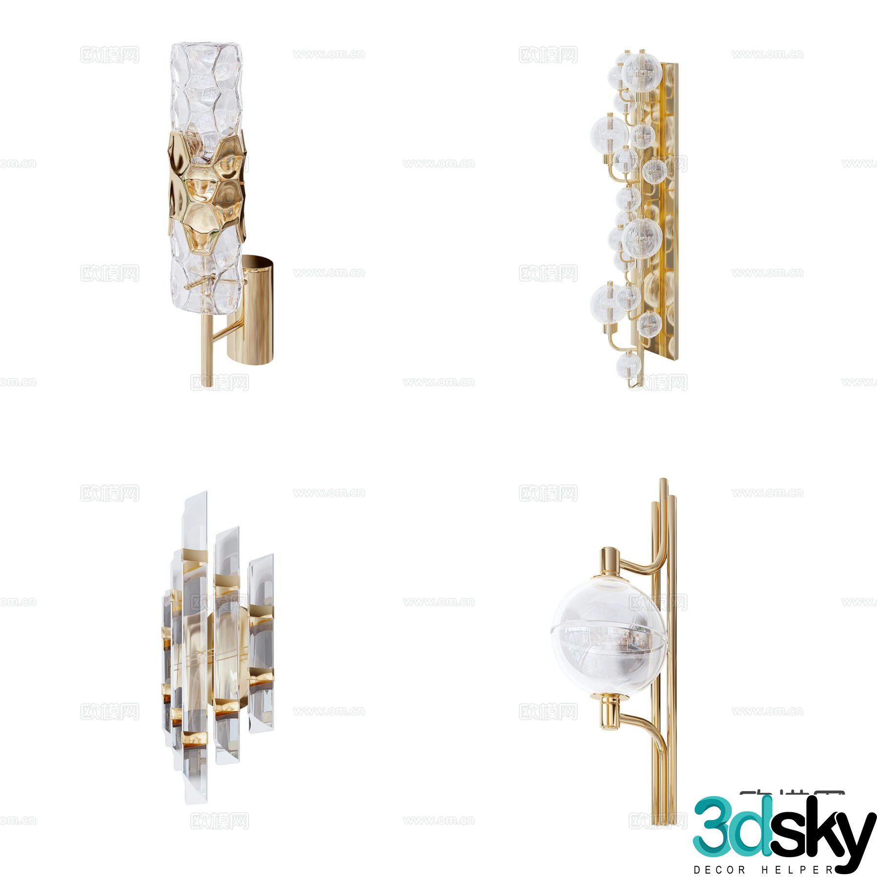 Light luxury glass wall lamp 3D model