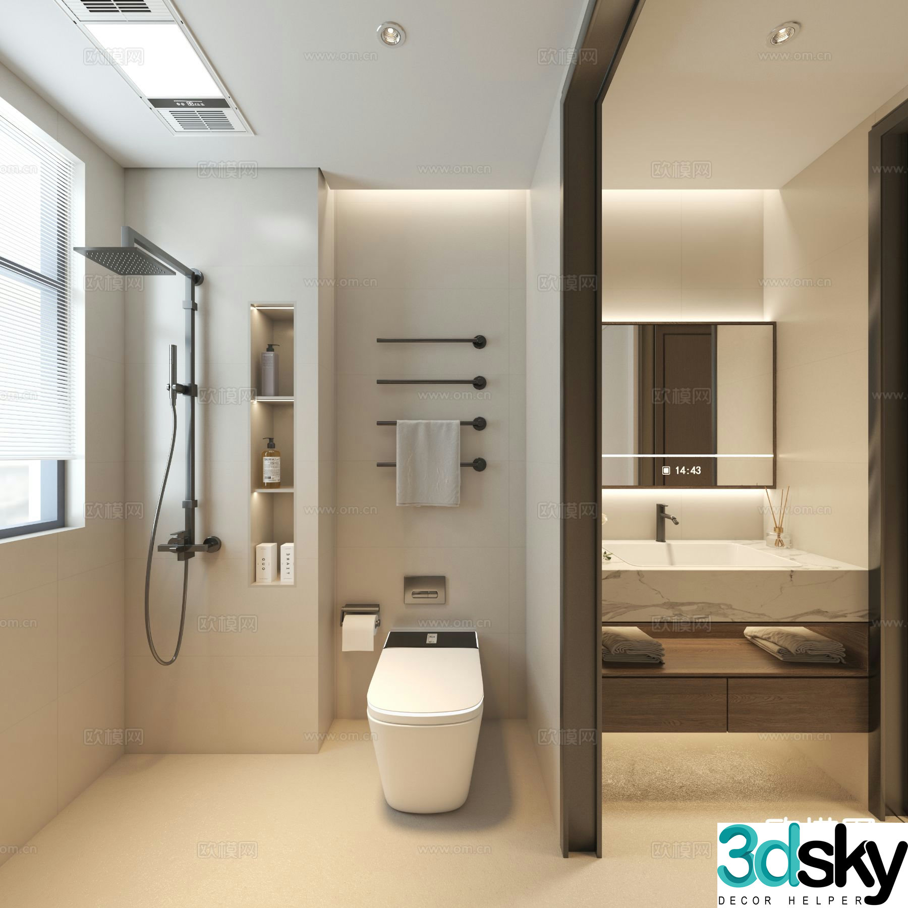 Cream style bathroom bathroom toilet 3d model
