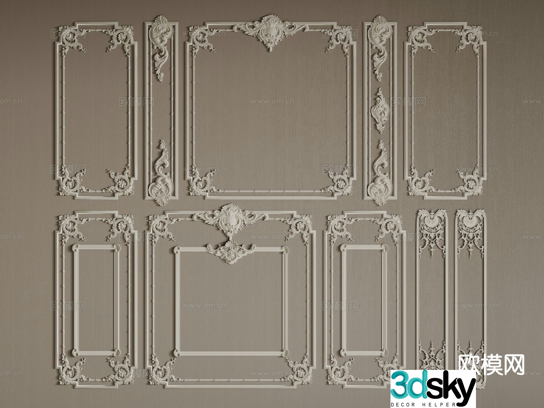 French lines carved lines component lines plaster lines 3D model