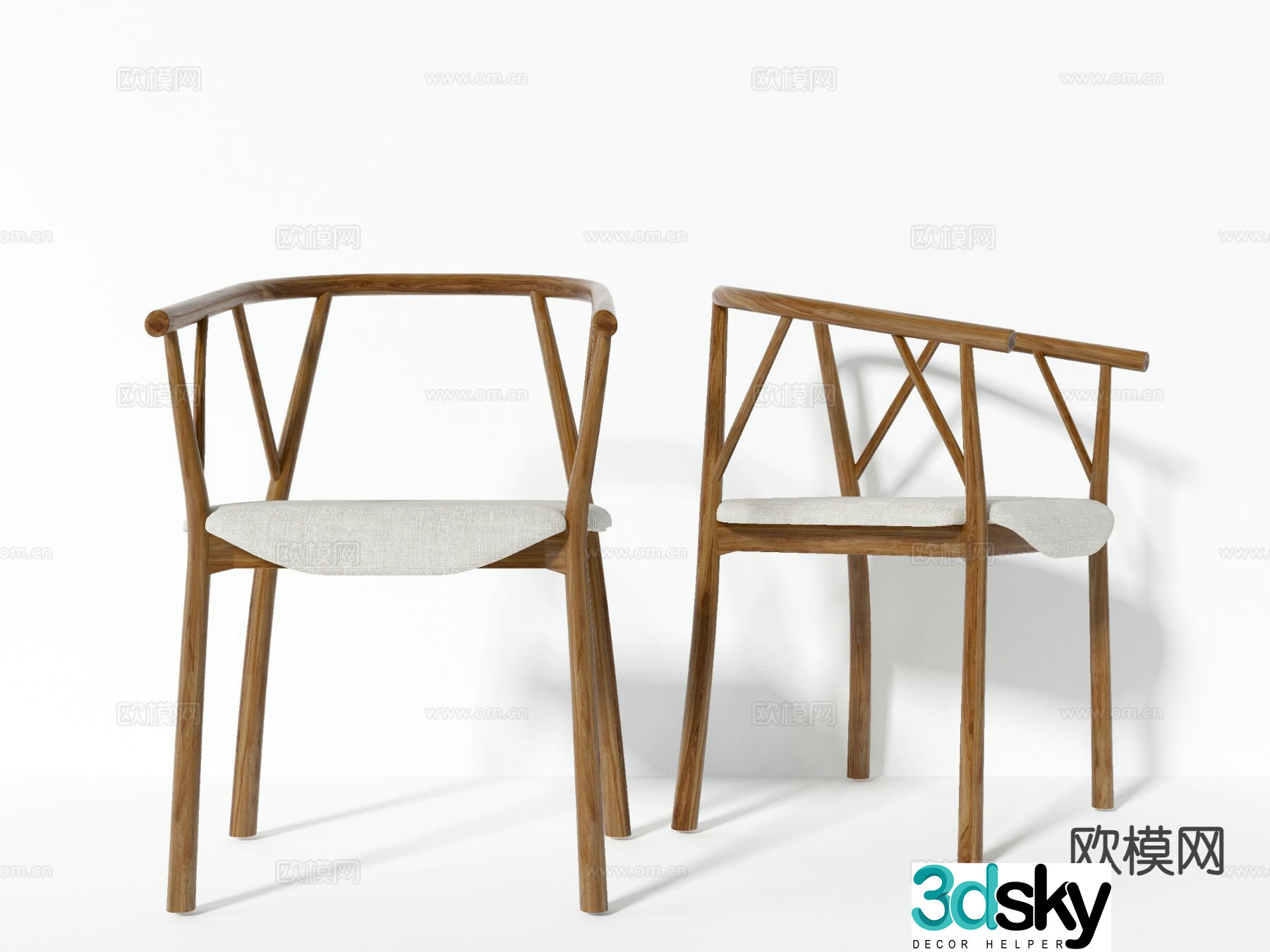 Nordic chair dining chair armchair 3d model