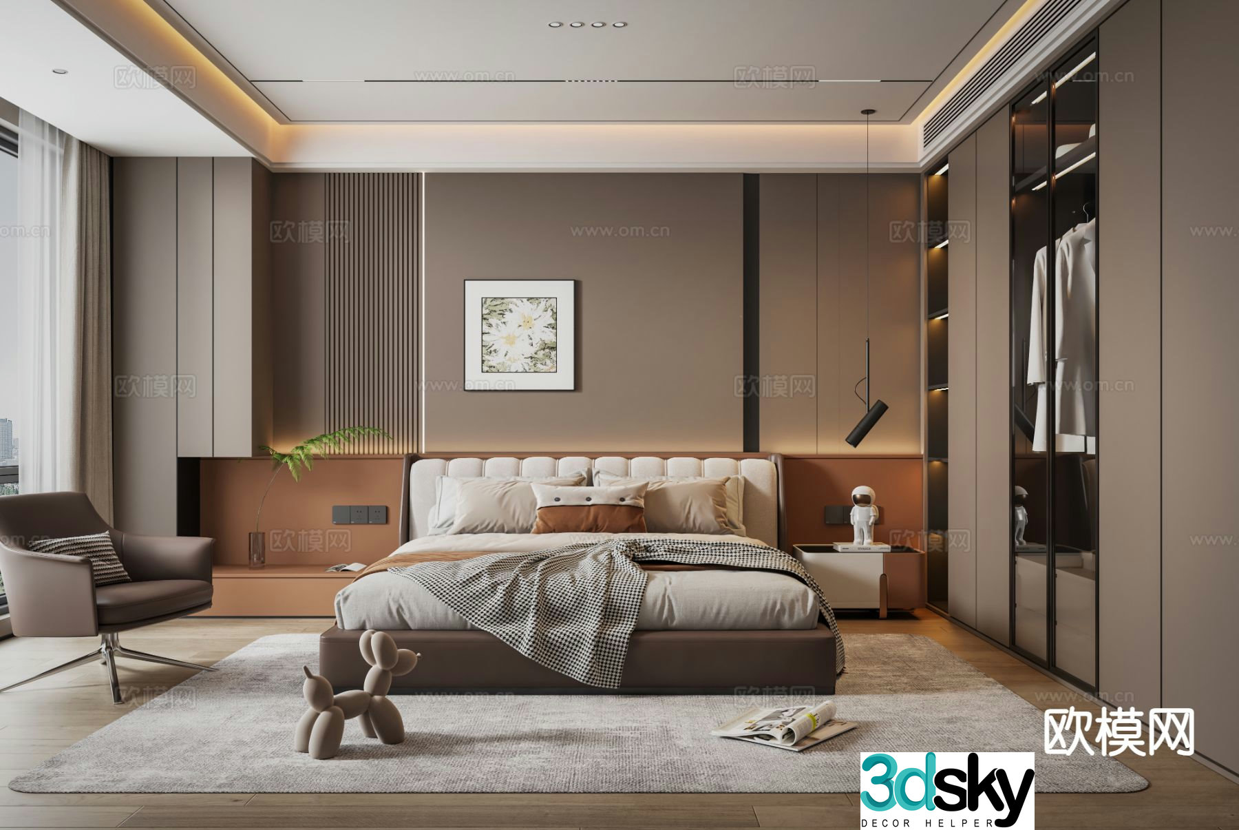 Italian style bedroom master bedroom 3d model