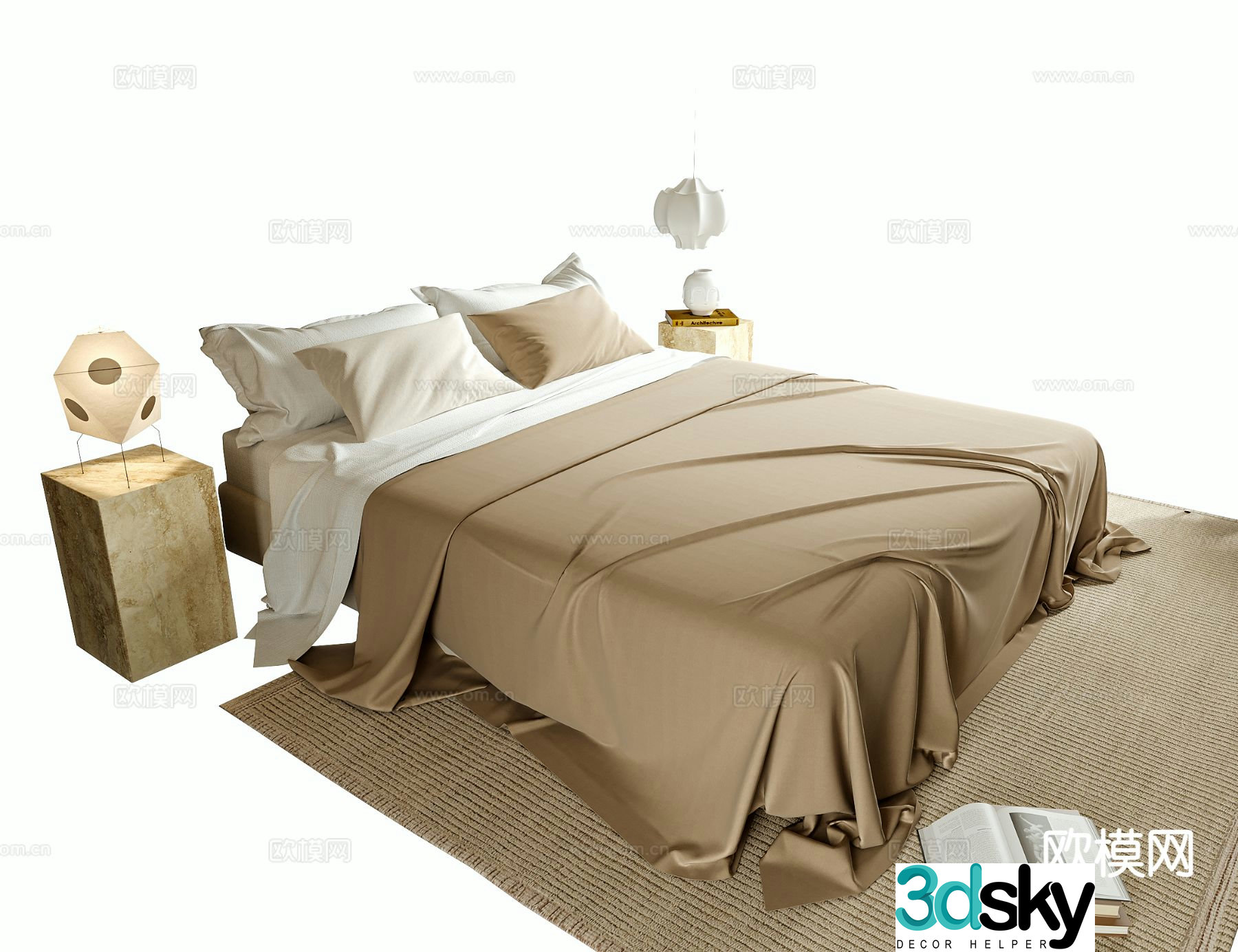 Medieval style double bed 3d model