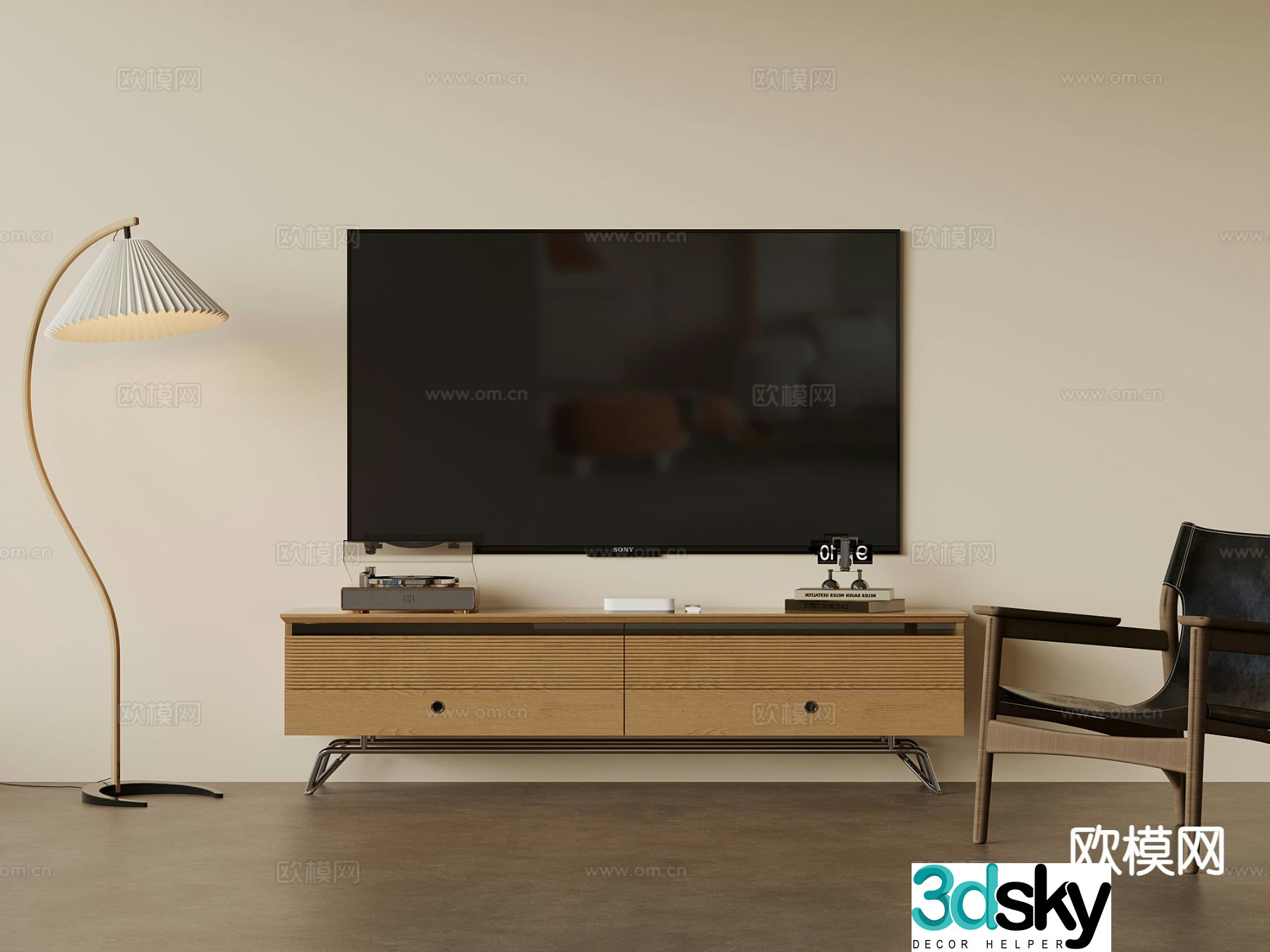 Wabi-sabi style TV cabinet 3d model