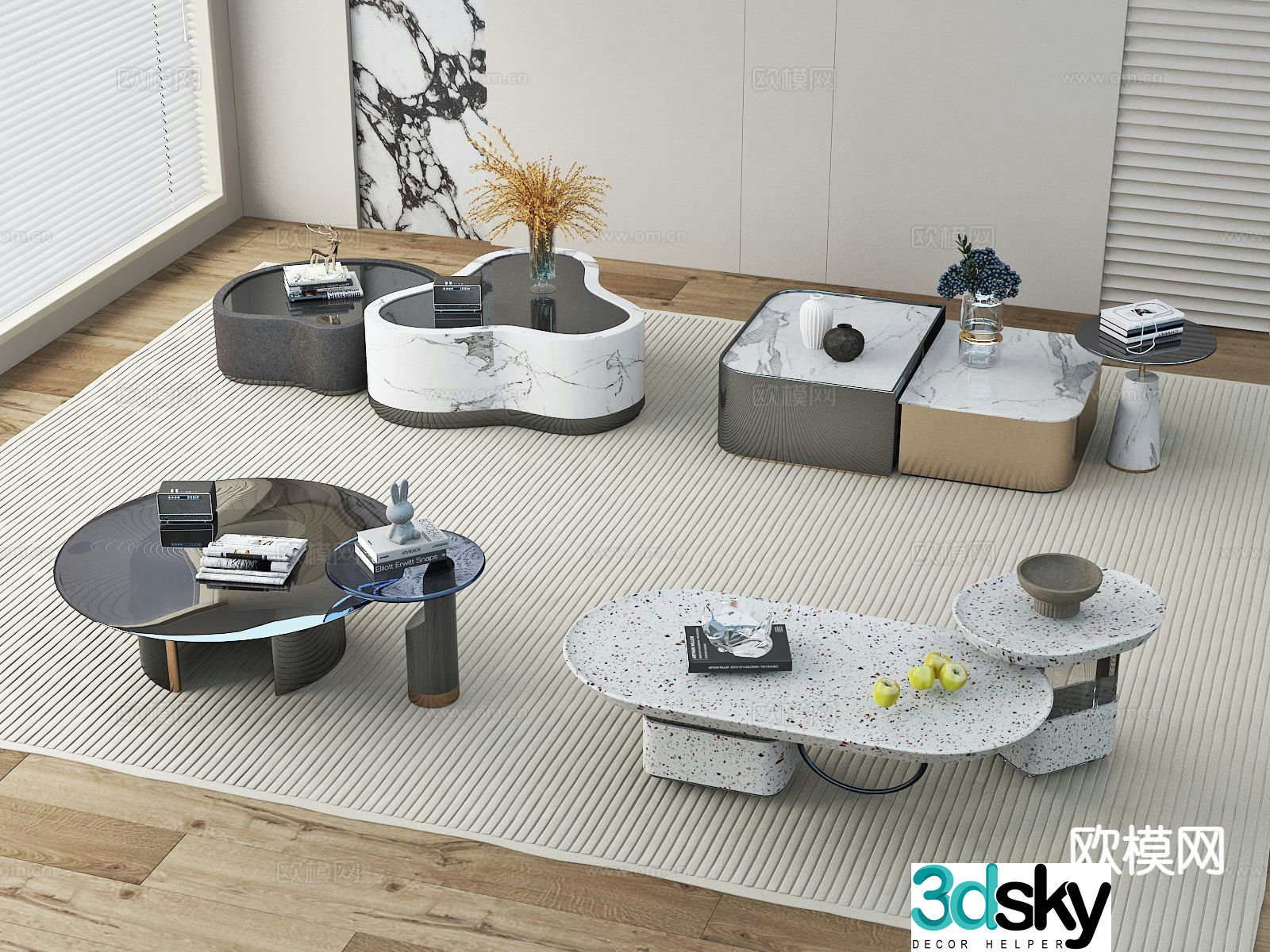Modern double coffee table 3d model