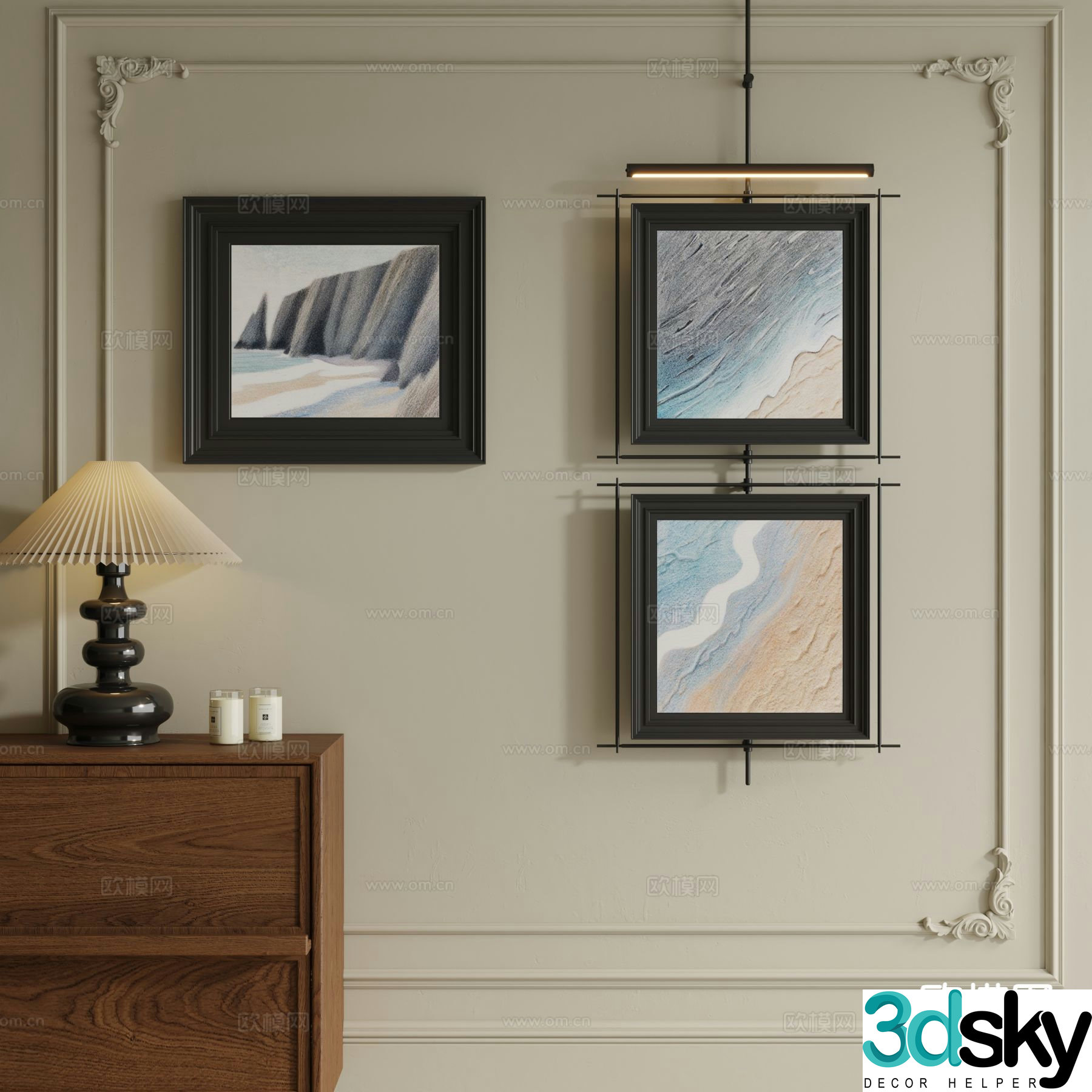 Medieval style decorative painting retro hanging painting 3d model