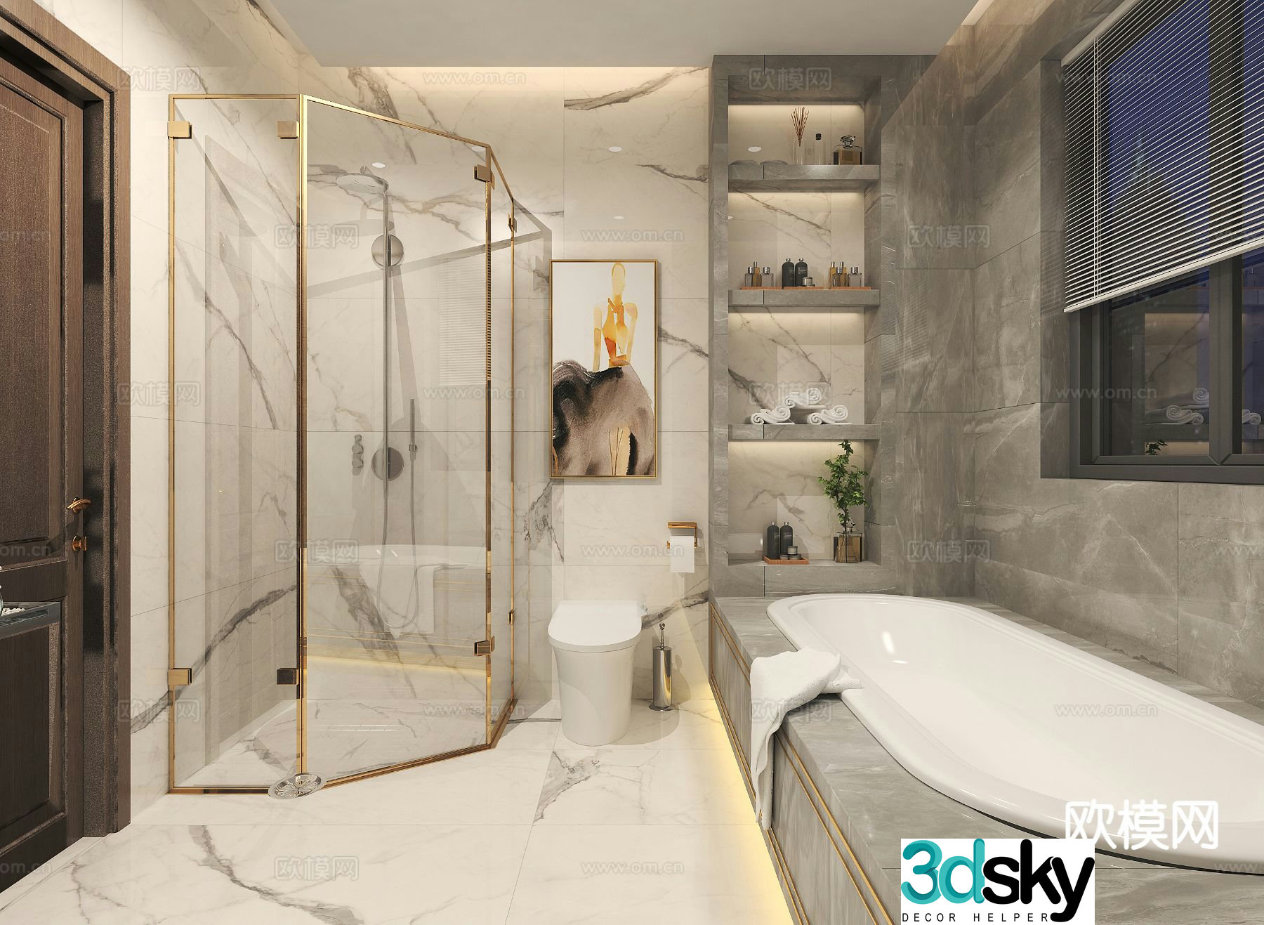 Modern master bathroom bathroom 3d model