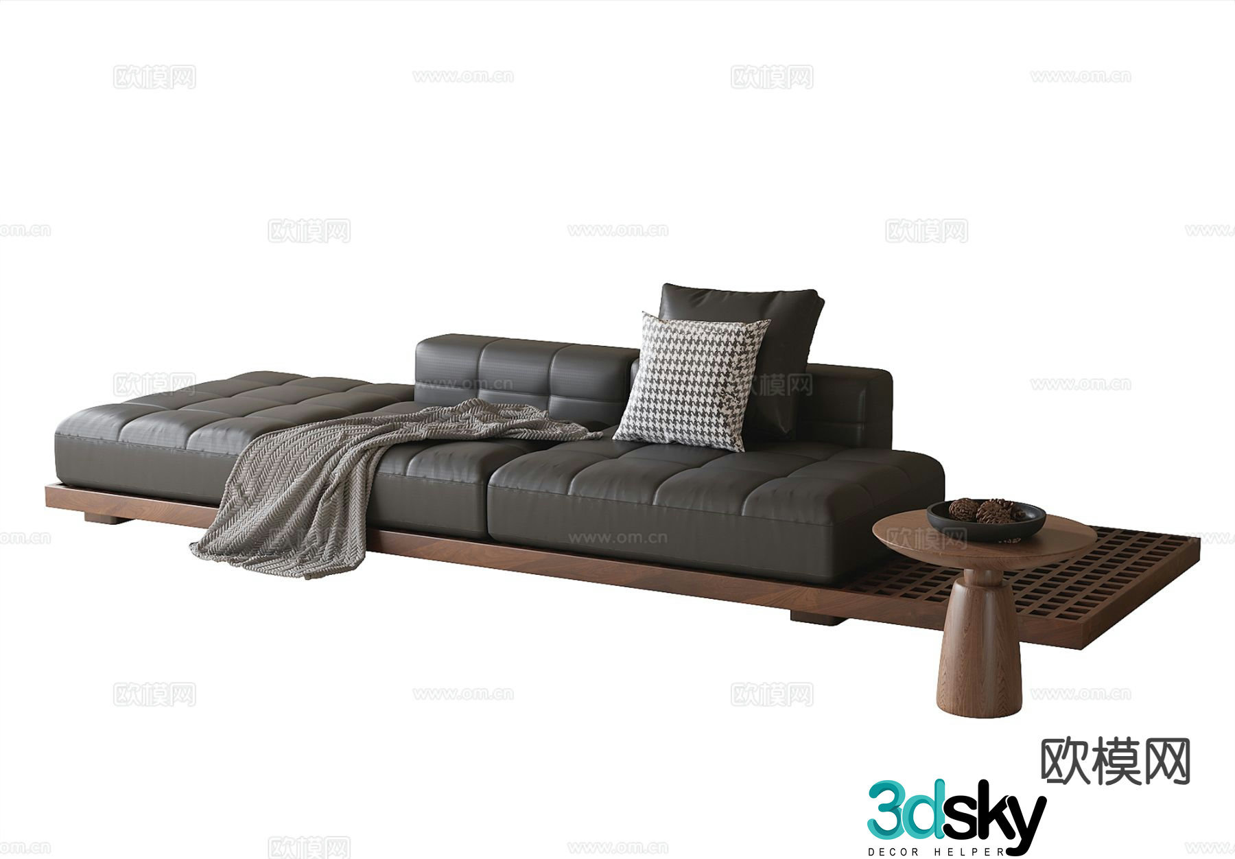 Medieval style multi-person sofa leather sofa 3d model
