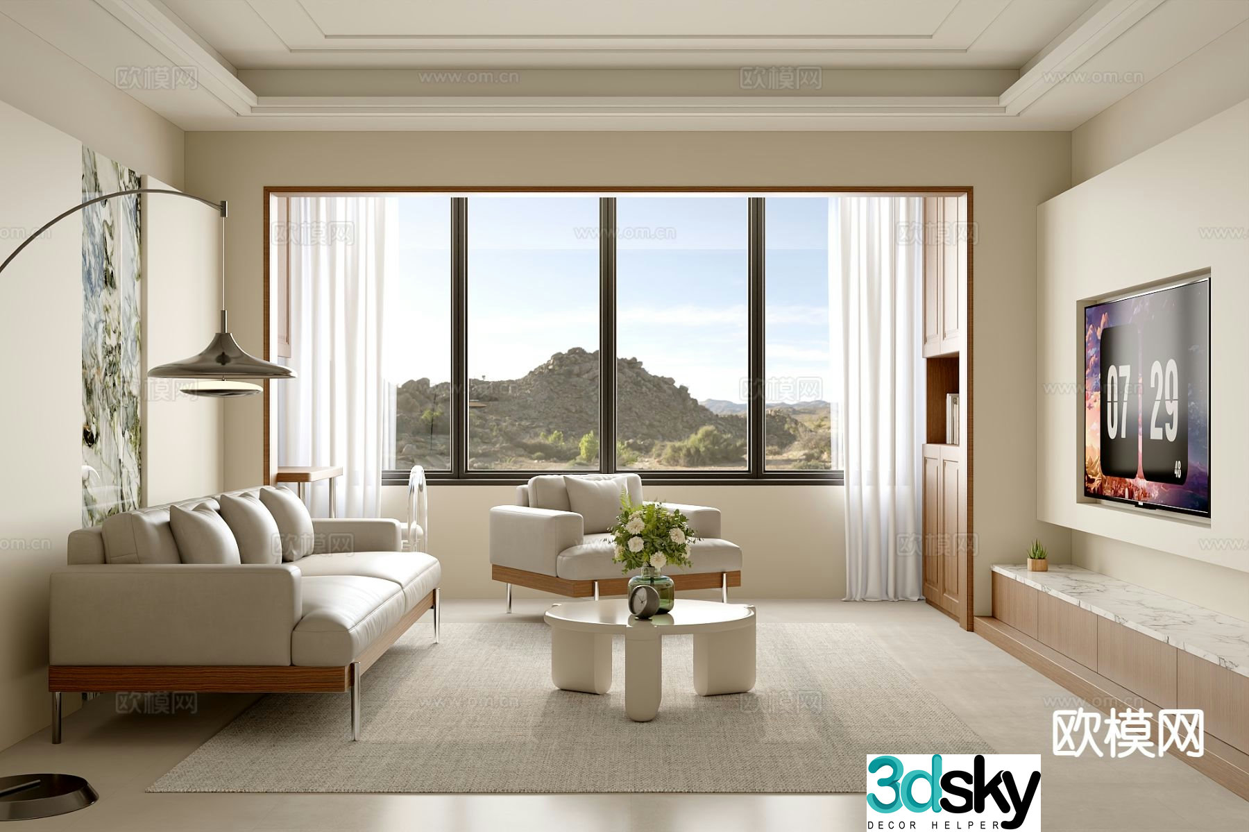 Modern minimalist living room 3d model