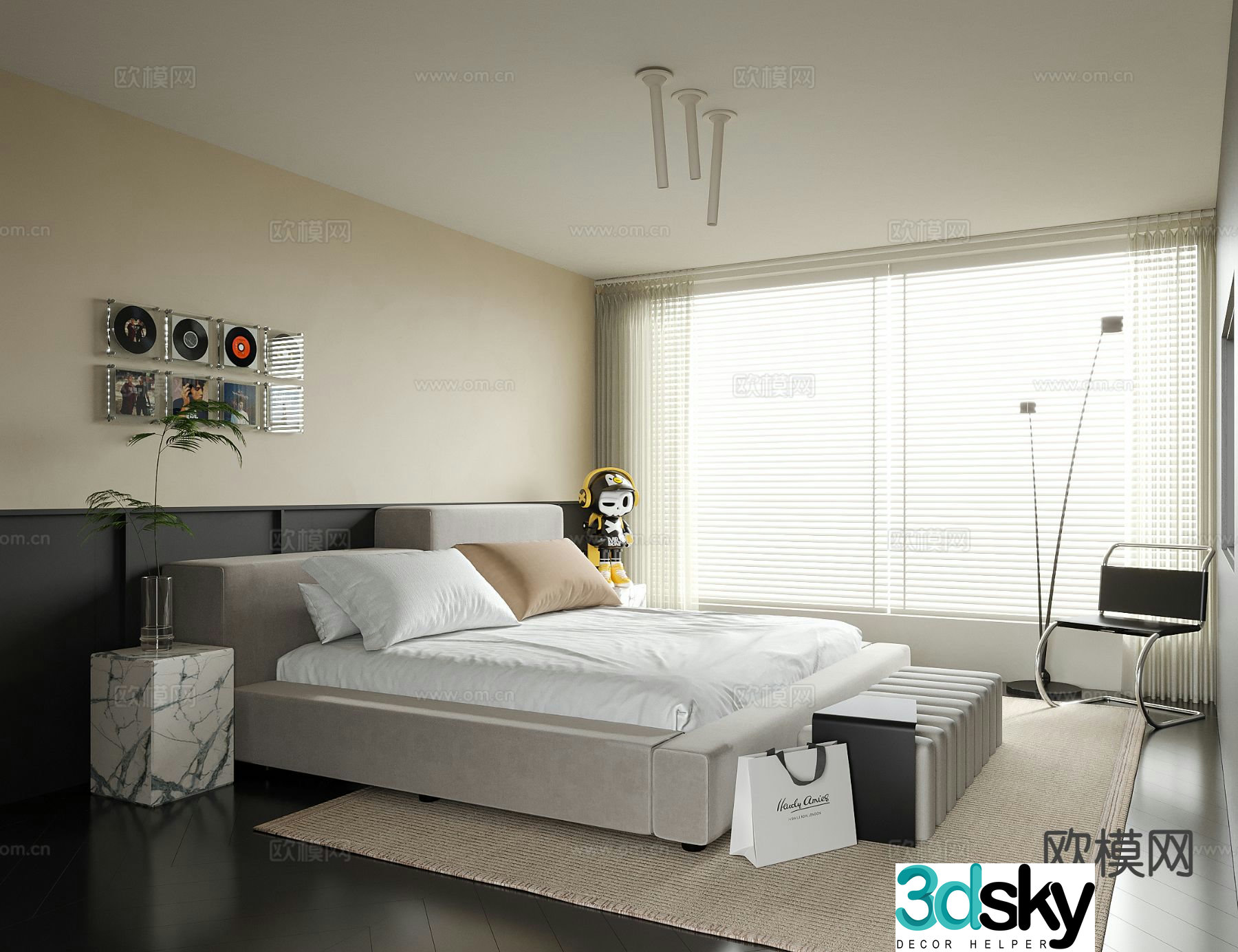 Modern bedroom master bedroom 3d model