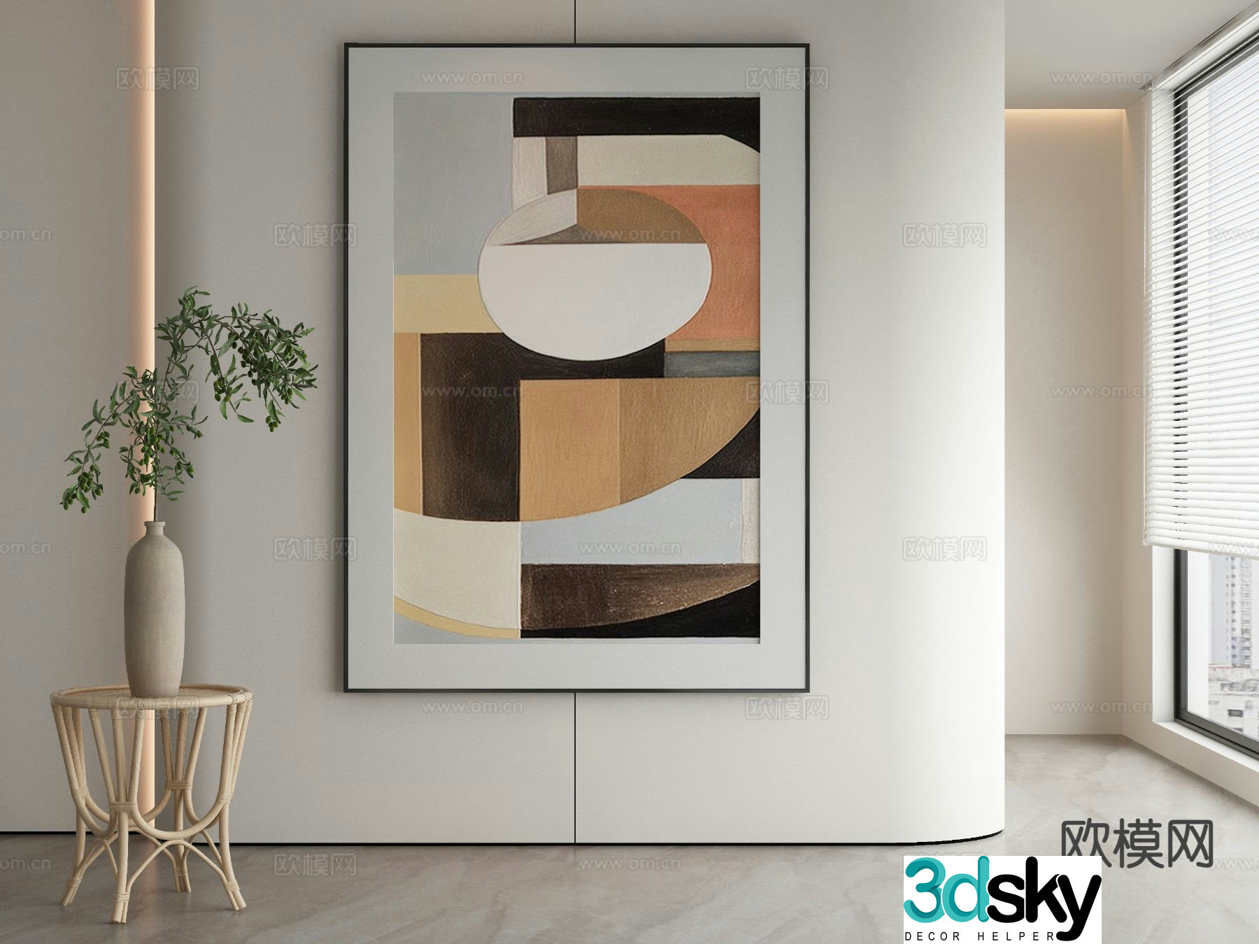 Modern decorative painting abstract painting 3d model