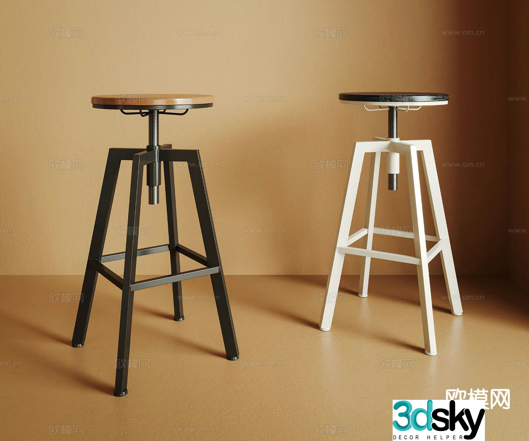 Wabi Sabi bar stool bar stool high stool 3d model