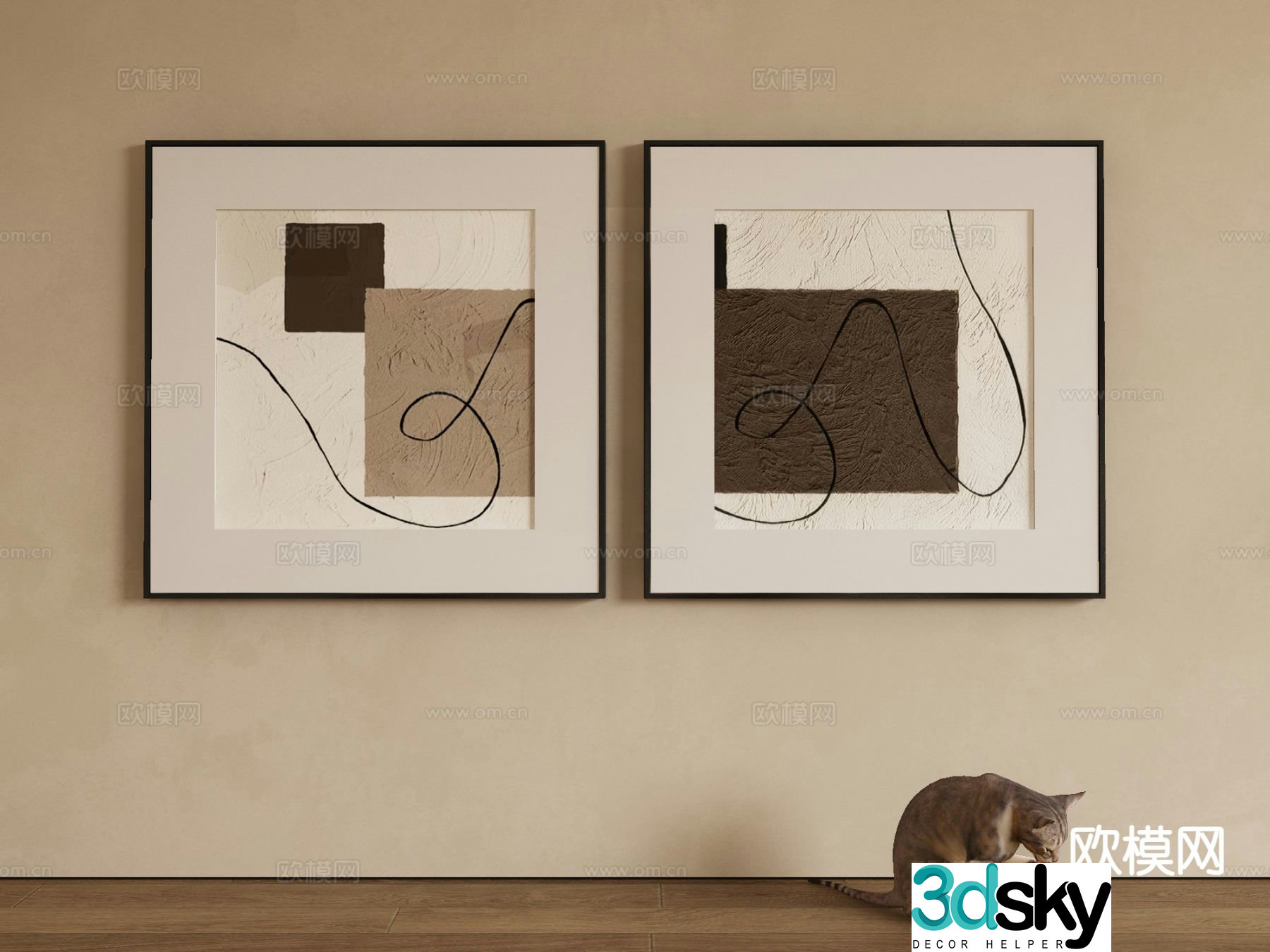 Modern decorative painting abstract painting 3d model