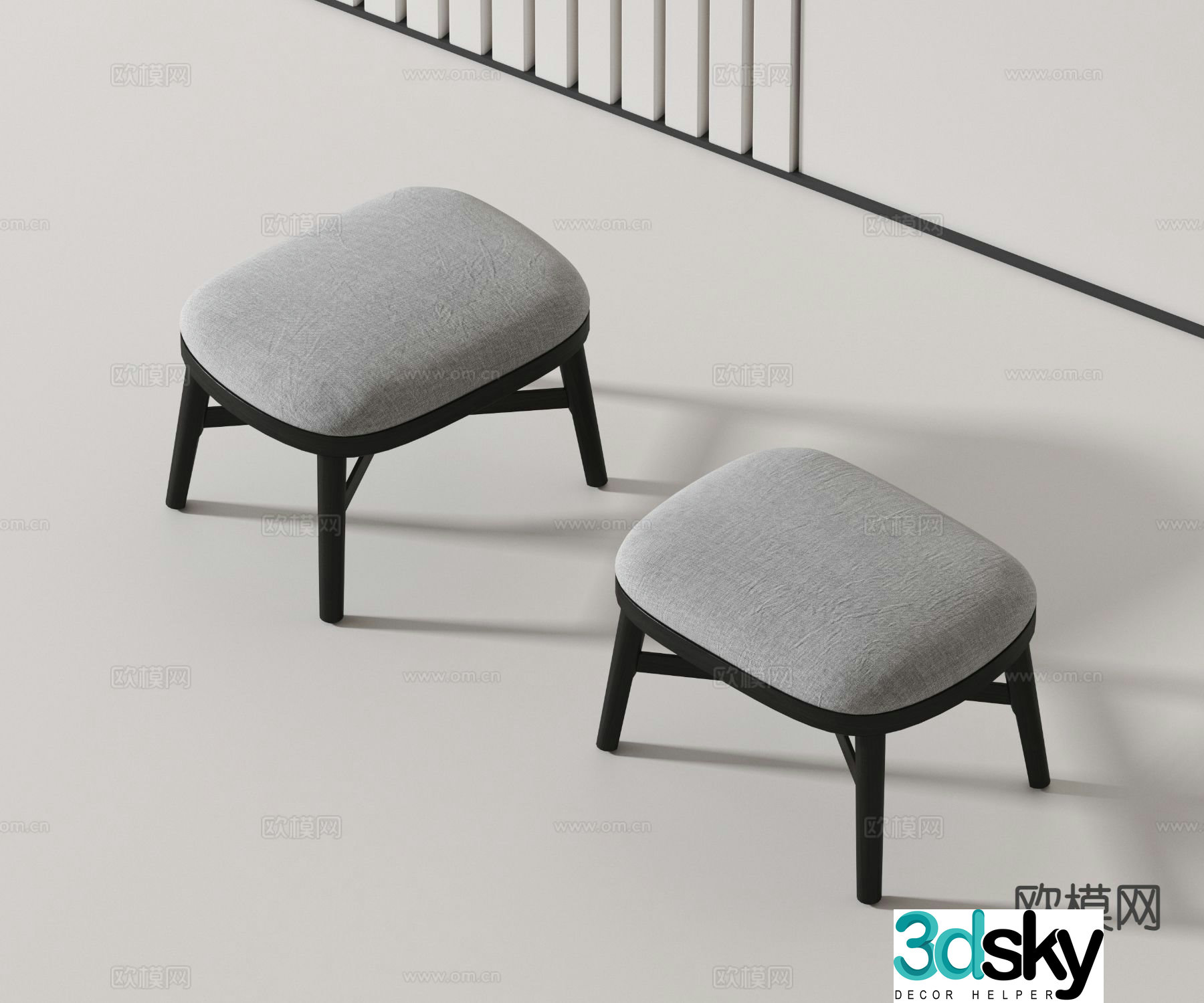 Modern stool low stool sitting stool 3d model