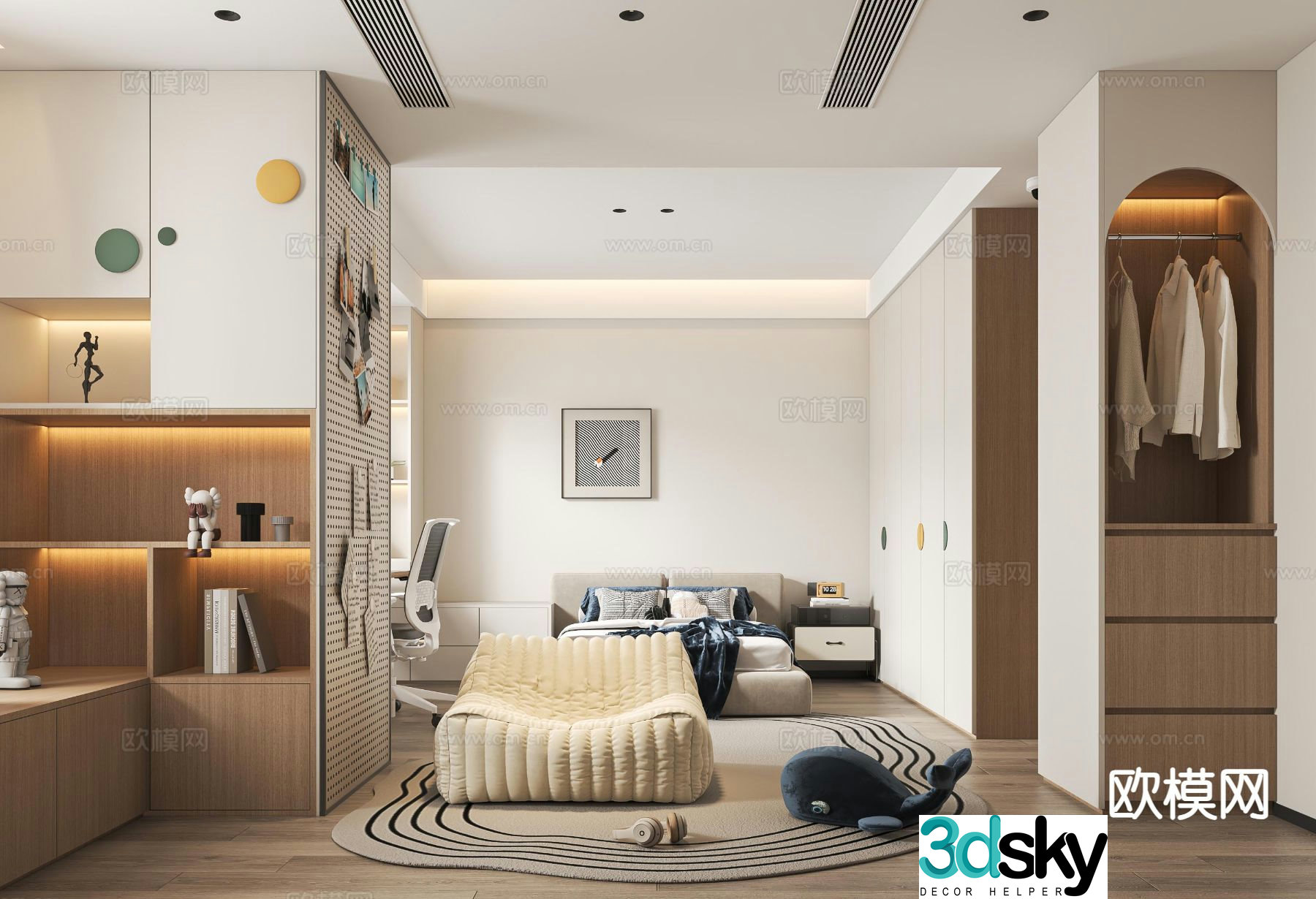 Modern bedroom second bedroom boy’s room 3d model