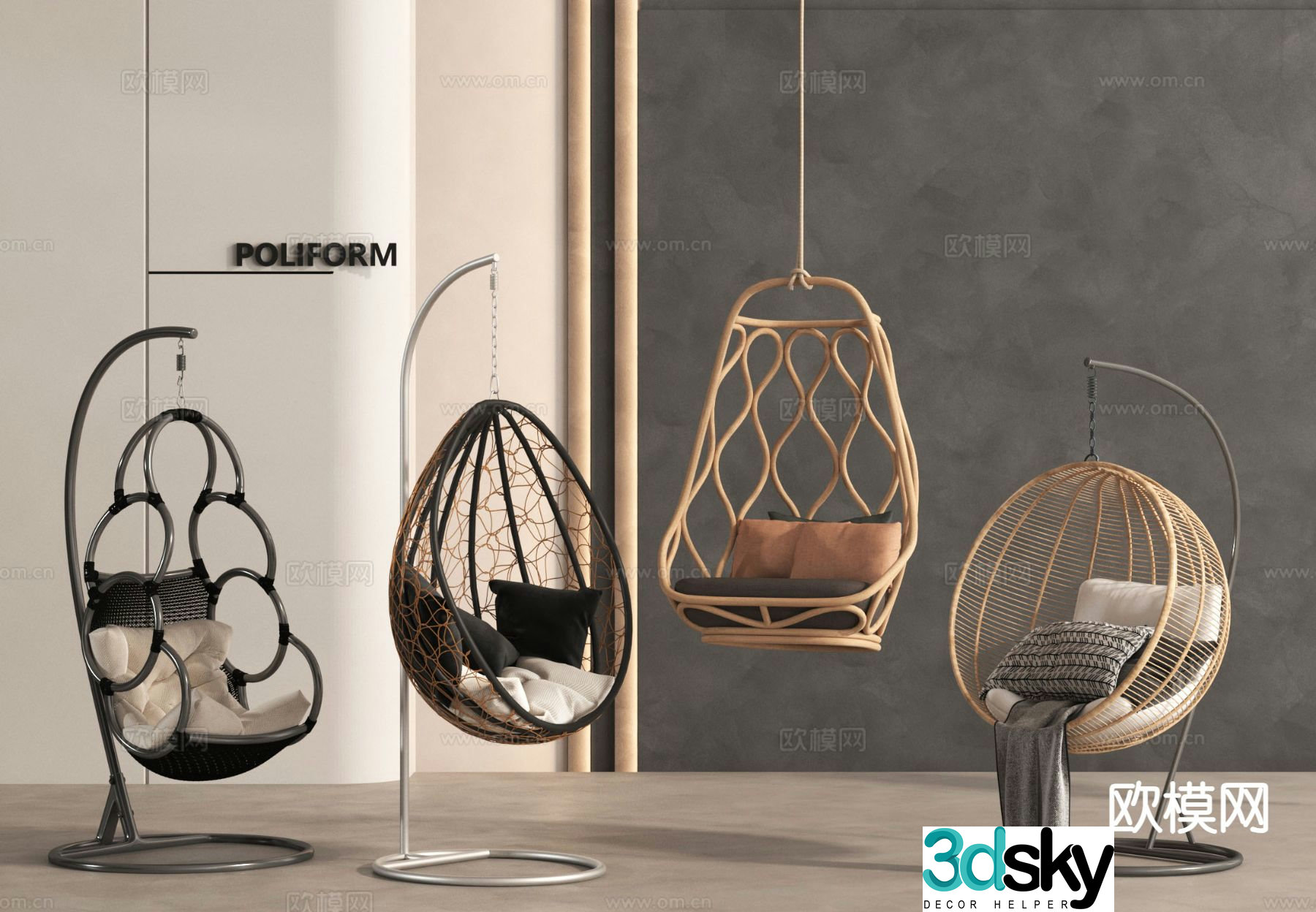 Hanging chair swing chair cradle chair egg chair 3d model