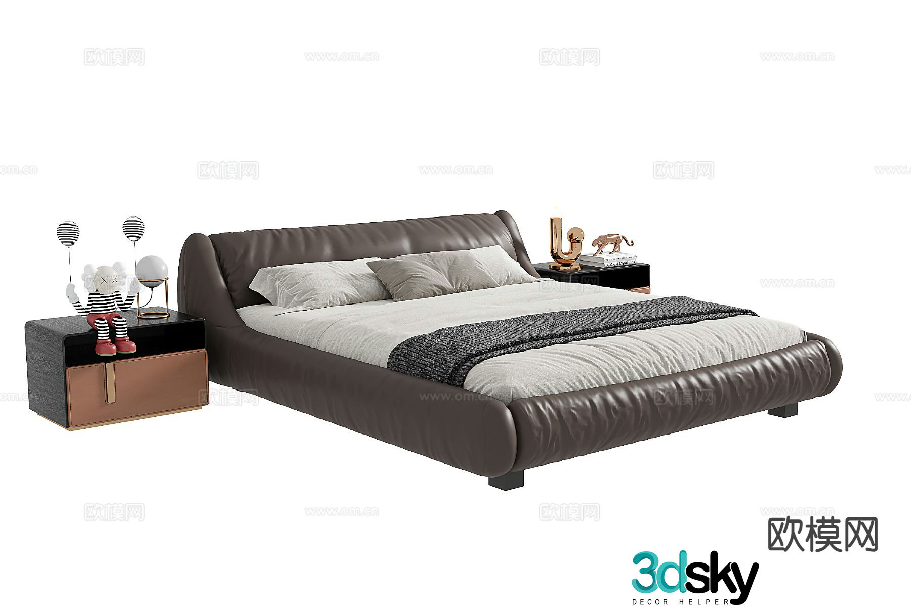 Italian double bed 3d model