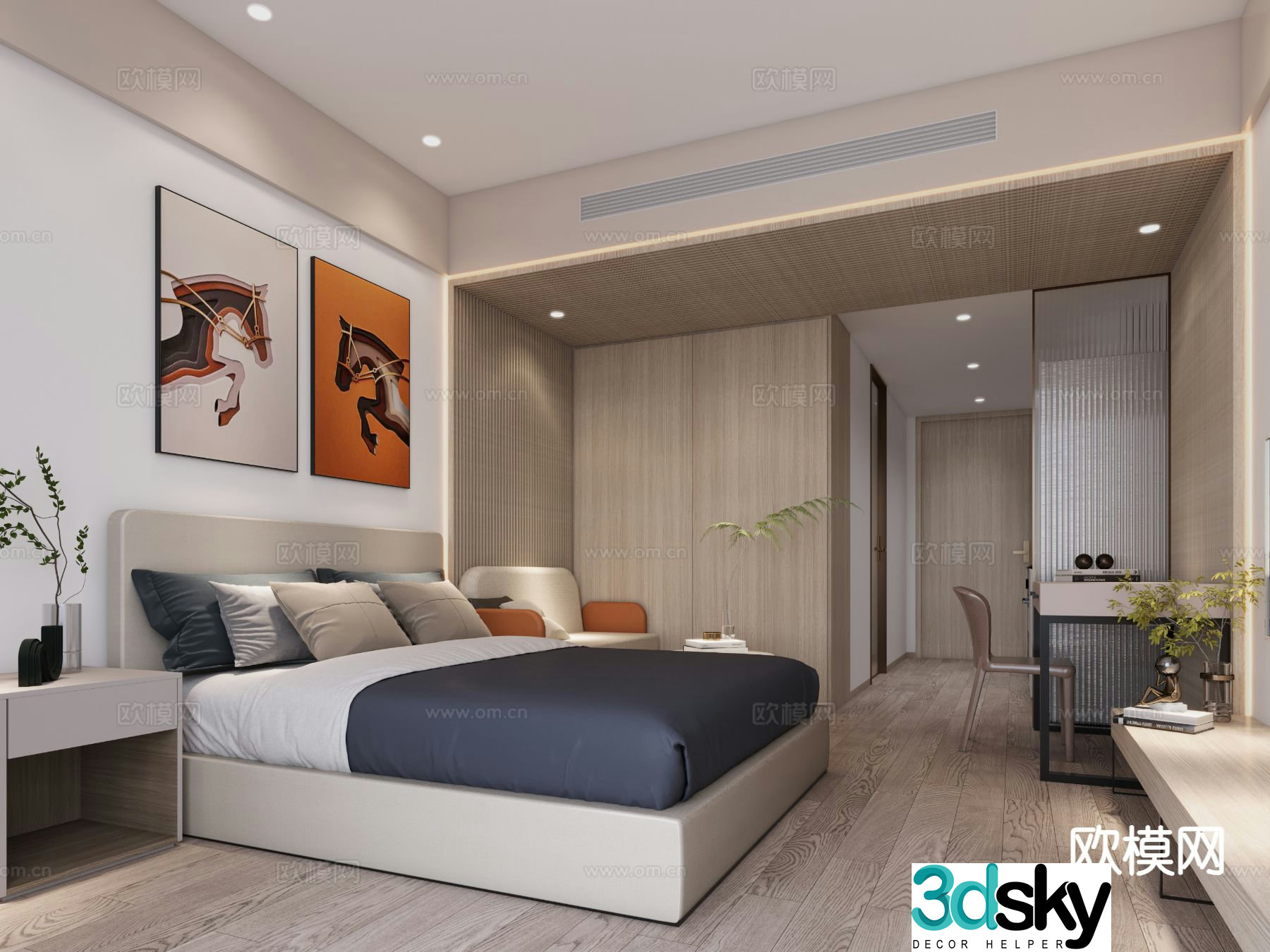 Modern bedroom master bedroom 3d model