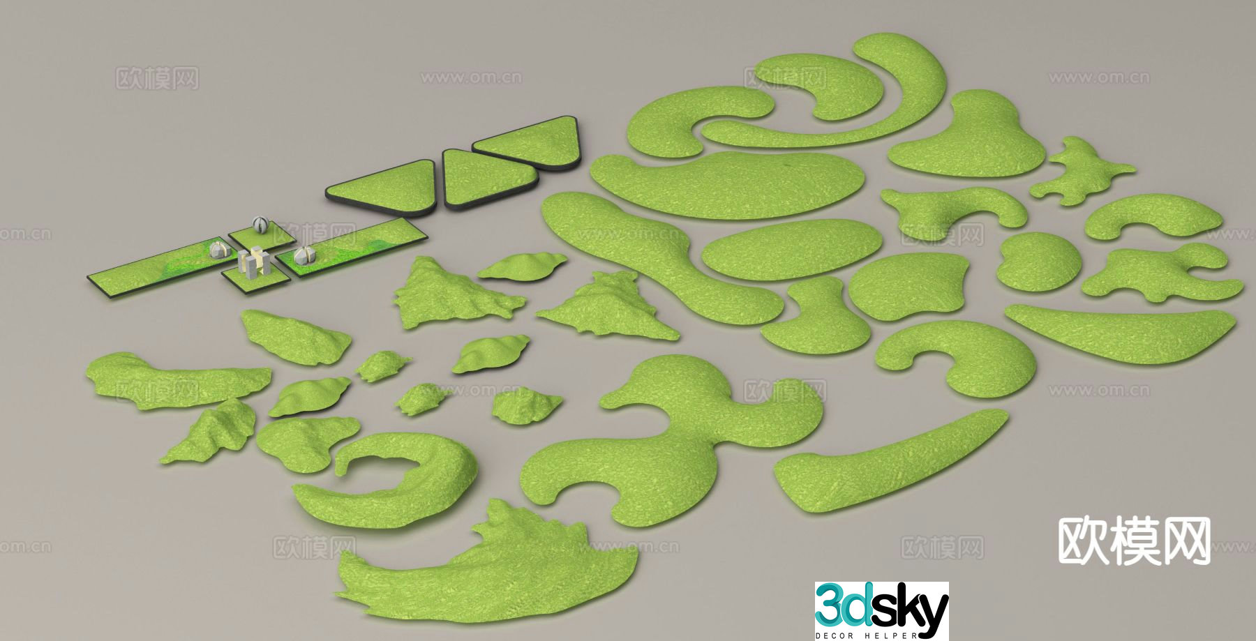 Park green space landscape micro terrain 3d model