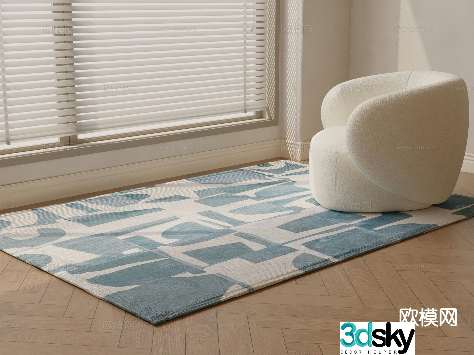 Modern square rug carpet 3d model