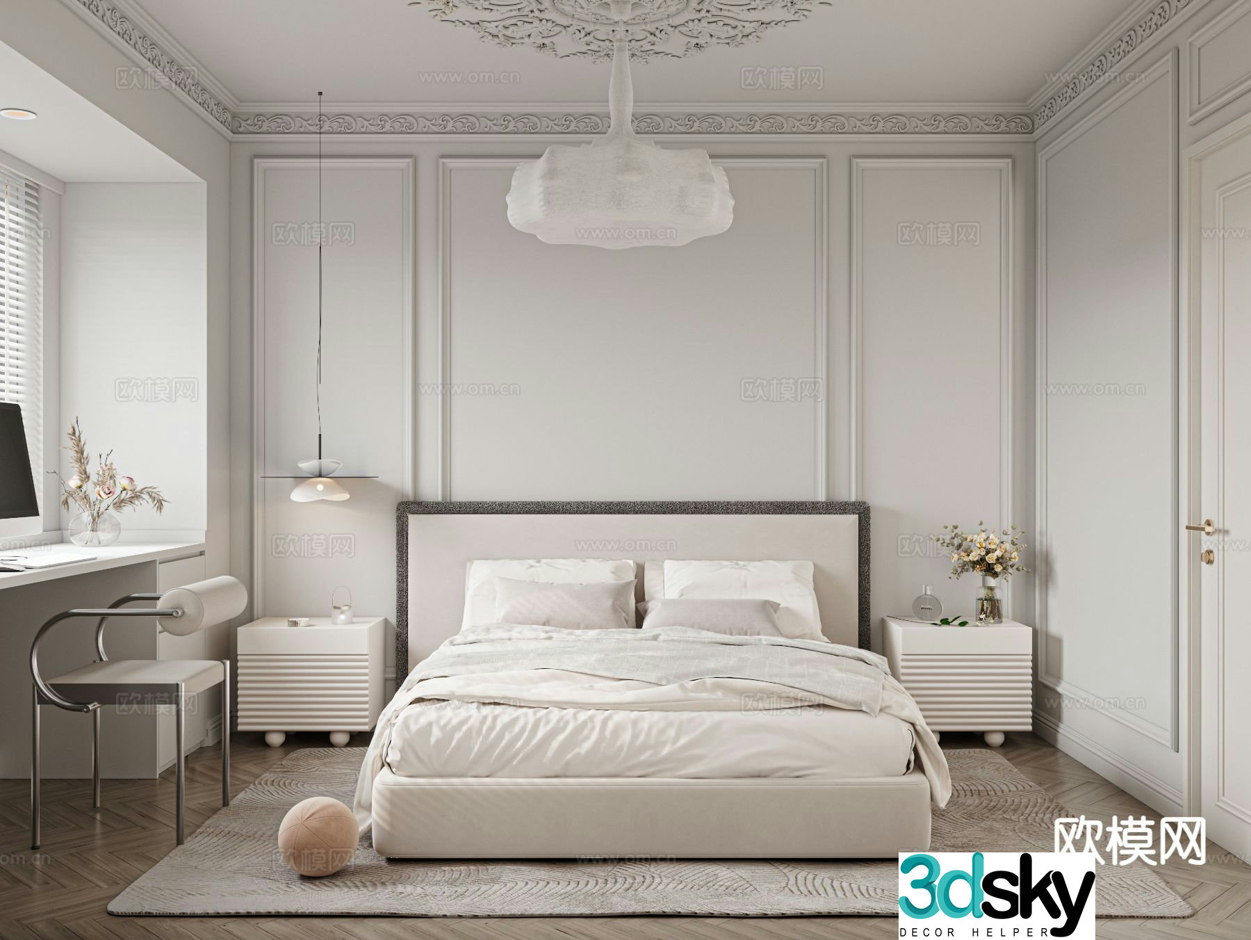 French style bedroom girls room 3d model