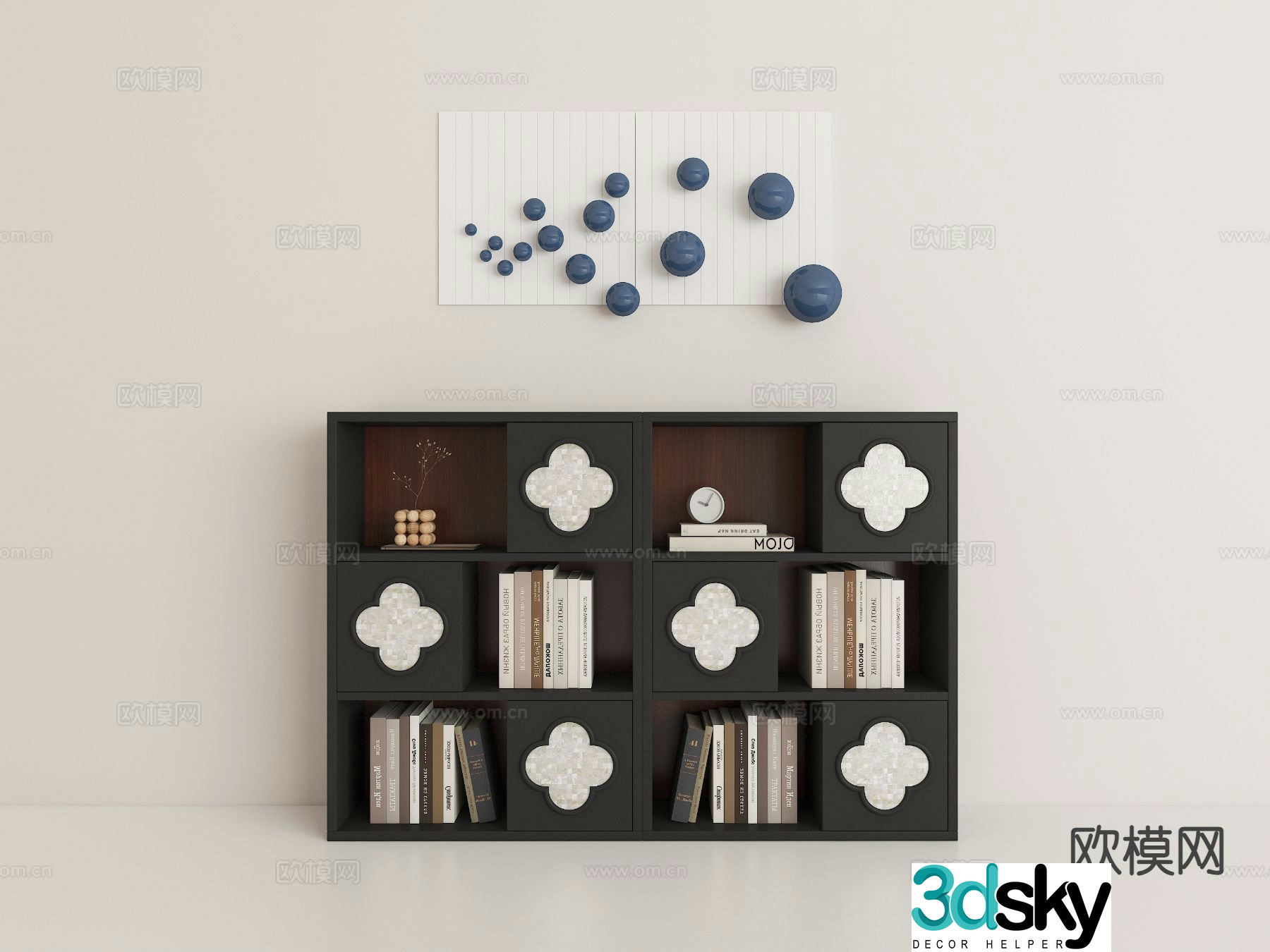 Modern bookcase display cabinet 3d model