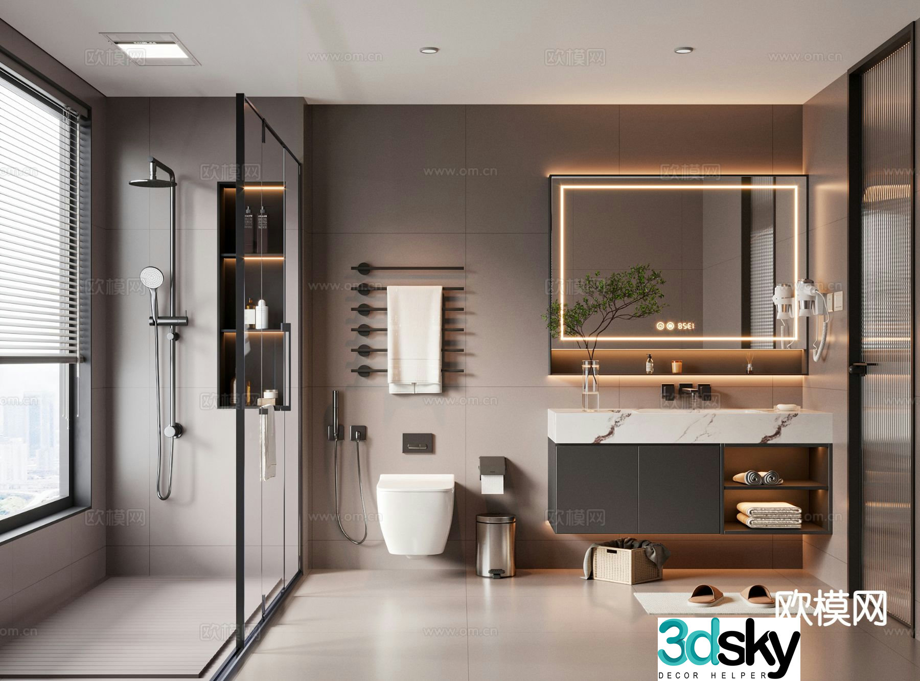 Modern bathroom bathroom toilet 3d model