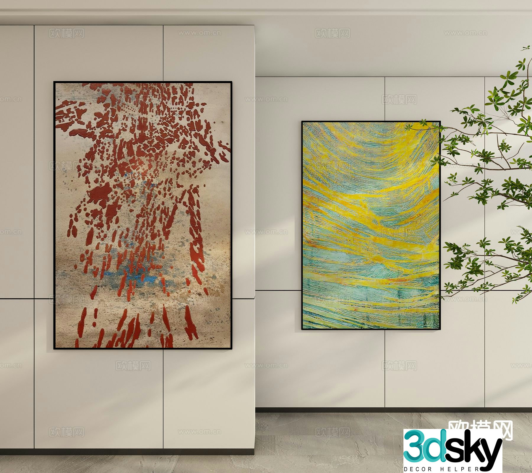 Modern art painting texture painting decorative painting 3d model