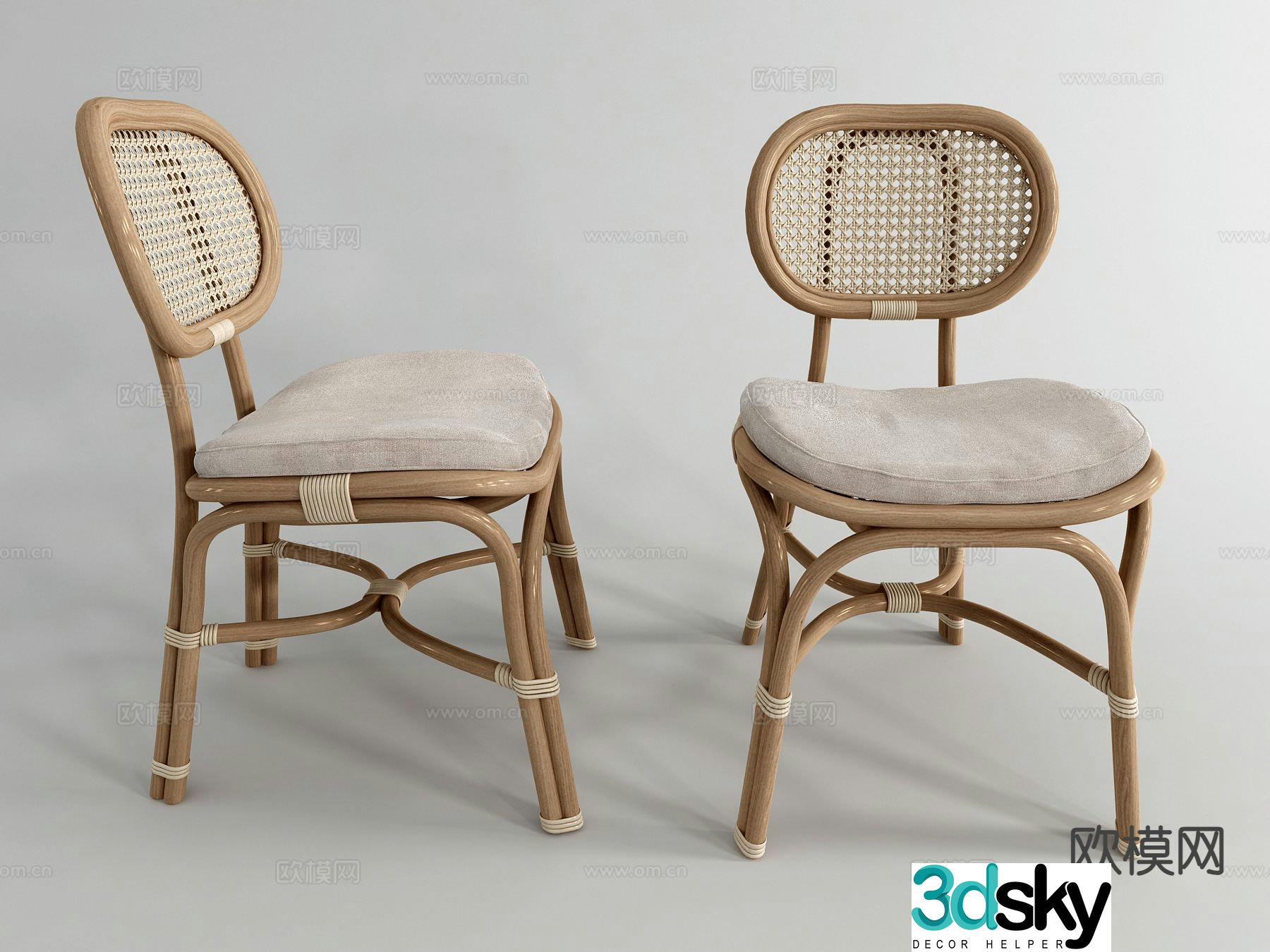 Wabi-sabi bamboo chair rattan chair outdoor chair 3D model