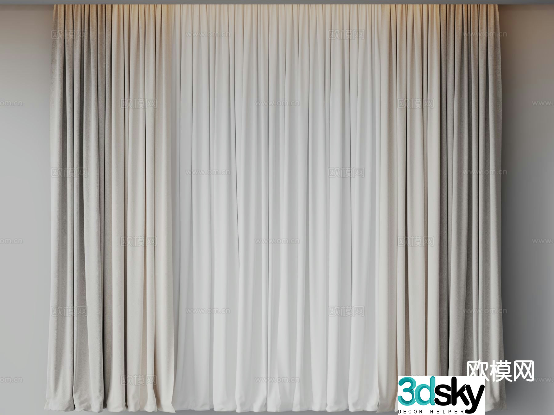 Modern curtain gauze curtain 3d model