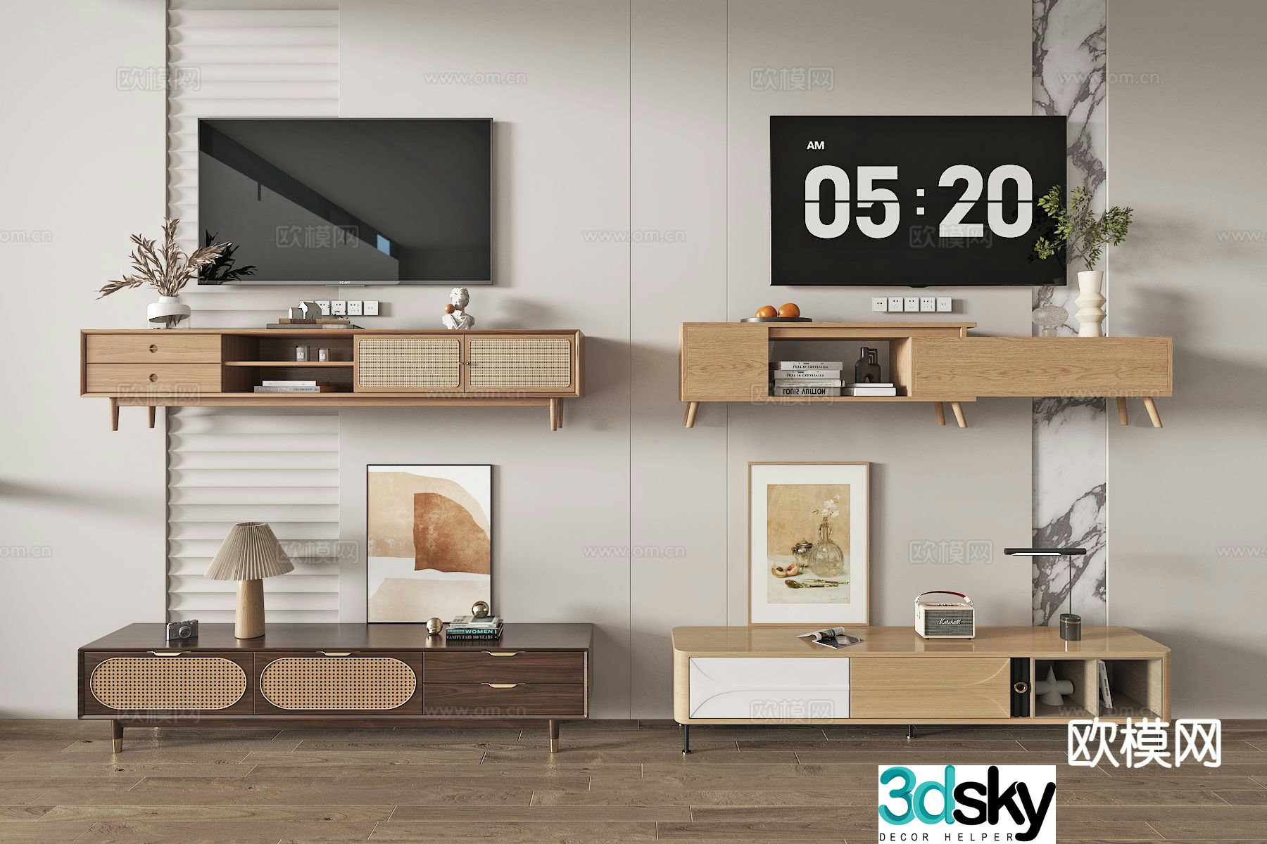 Wabi-sabi style TV cabinet 3d model