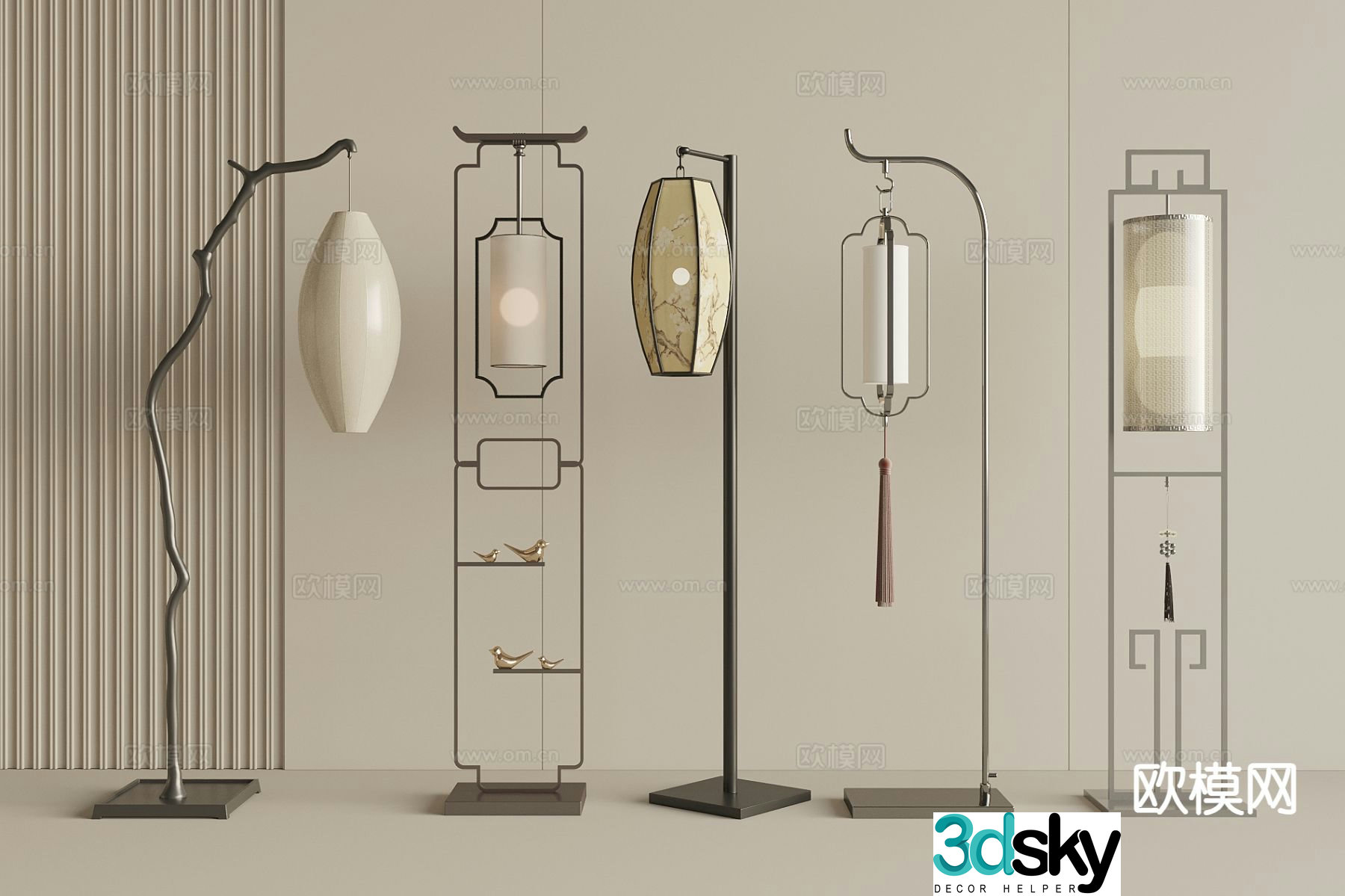New Chinese style floor lamp 3d model