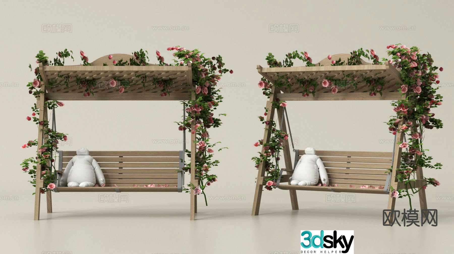 hanging chair swing chair swing bench 3d model