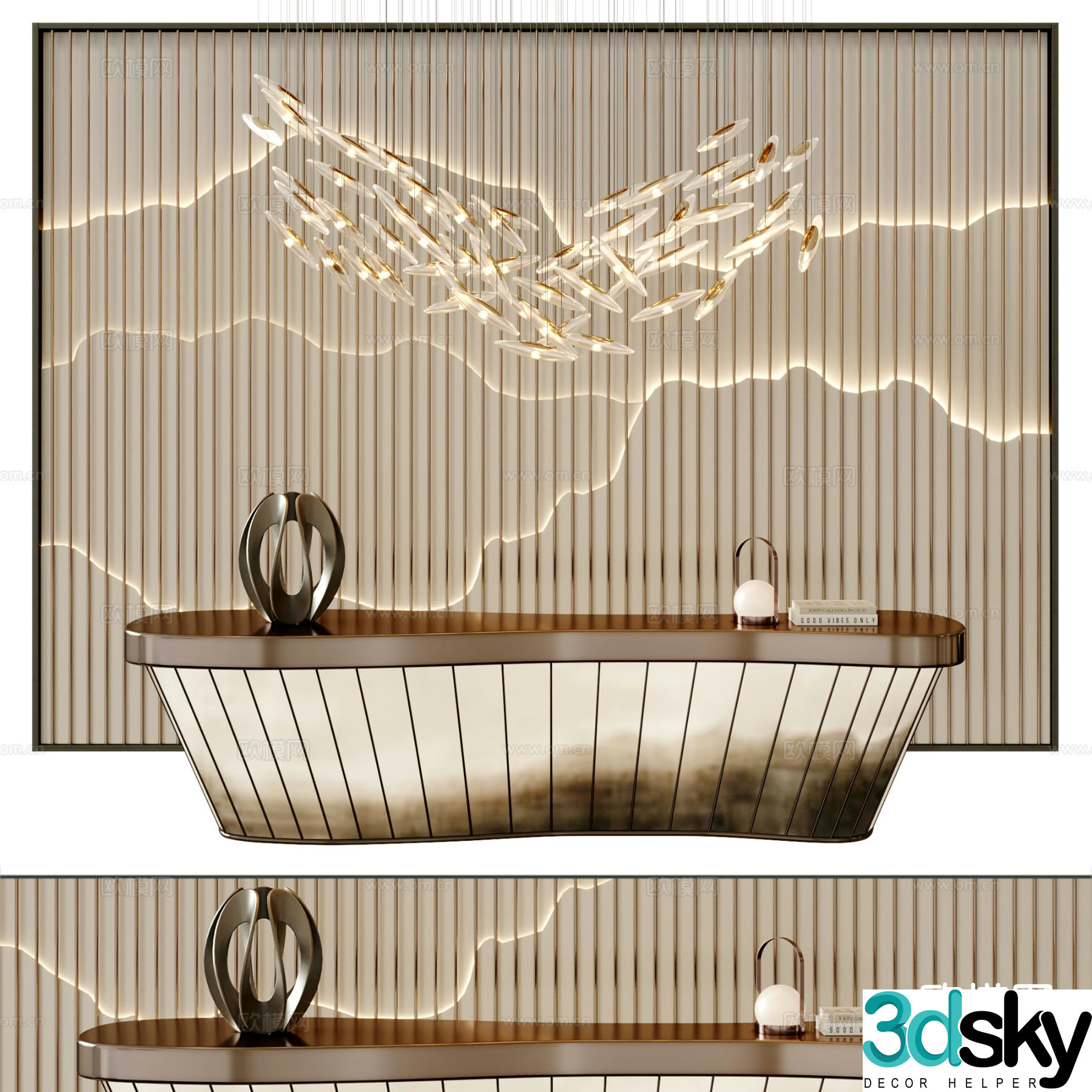 New Chinese style front desk company reception desk 3d model