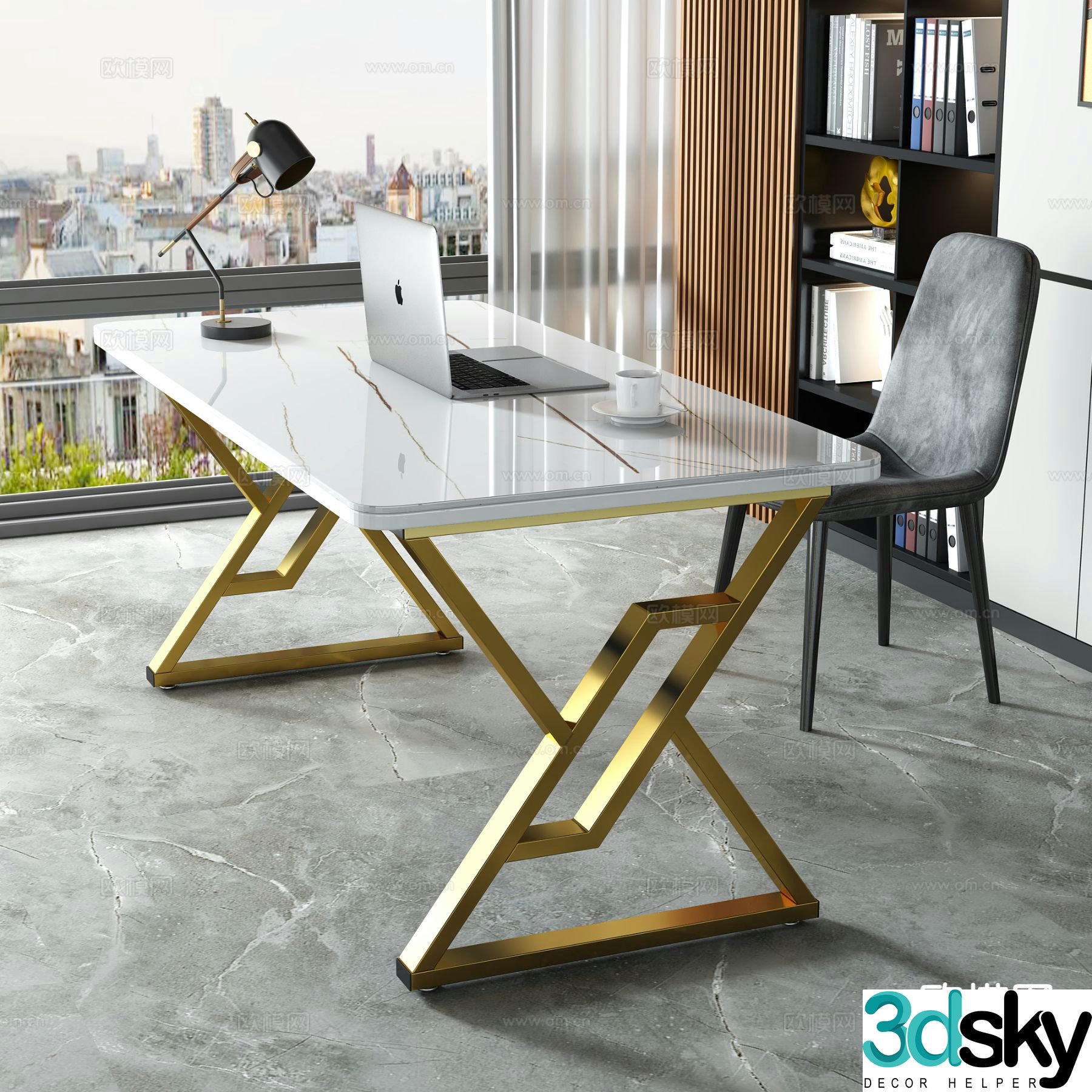 Light luxury desk desk 3D model