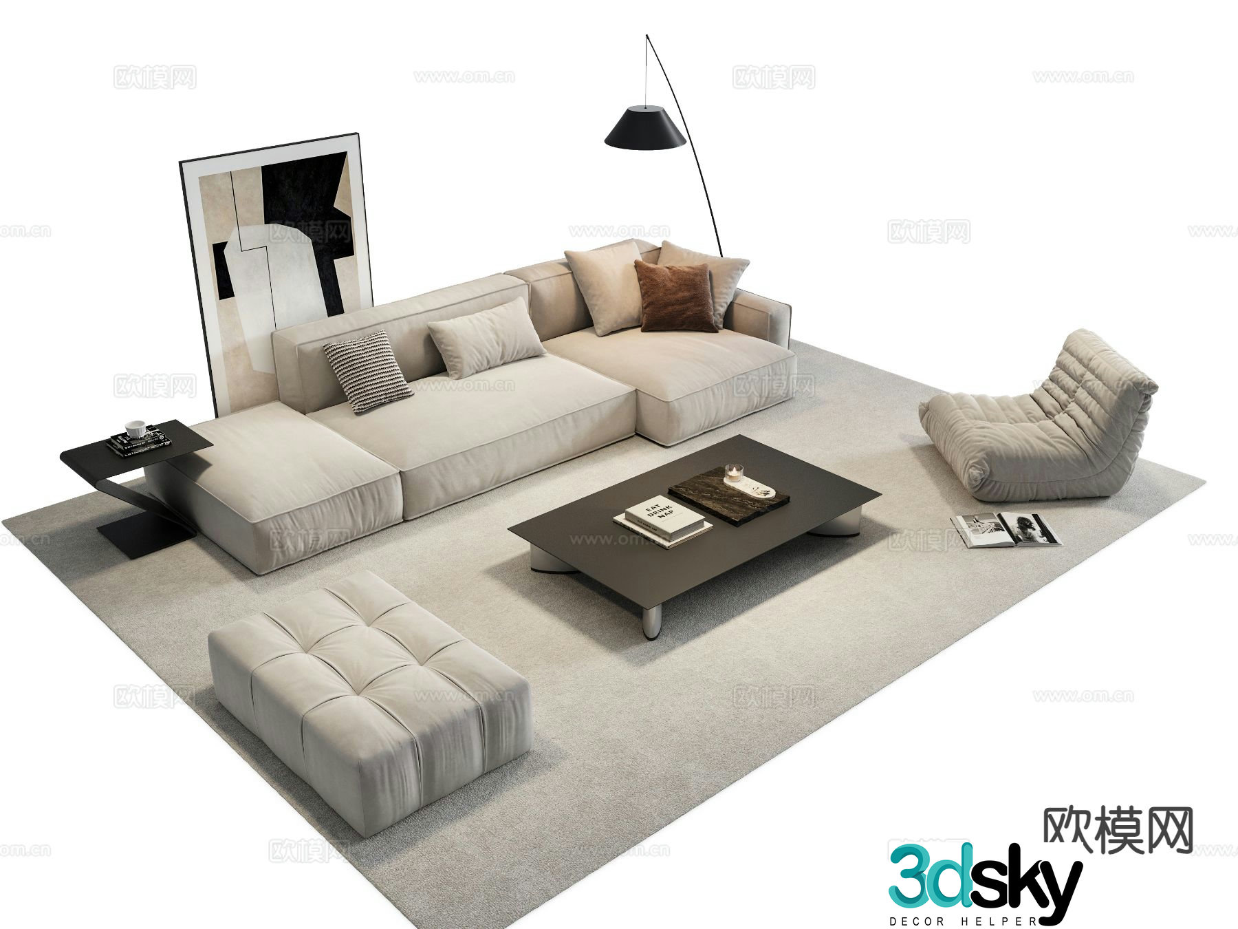 Modern sectional sofa 3d model