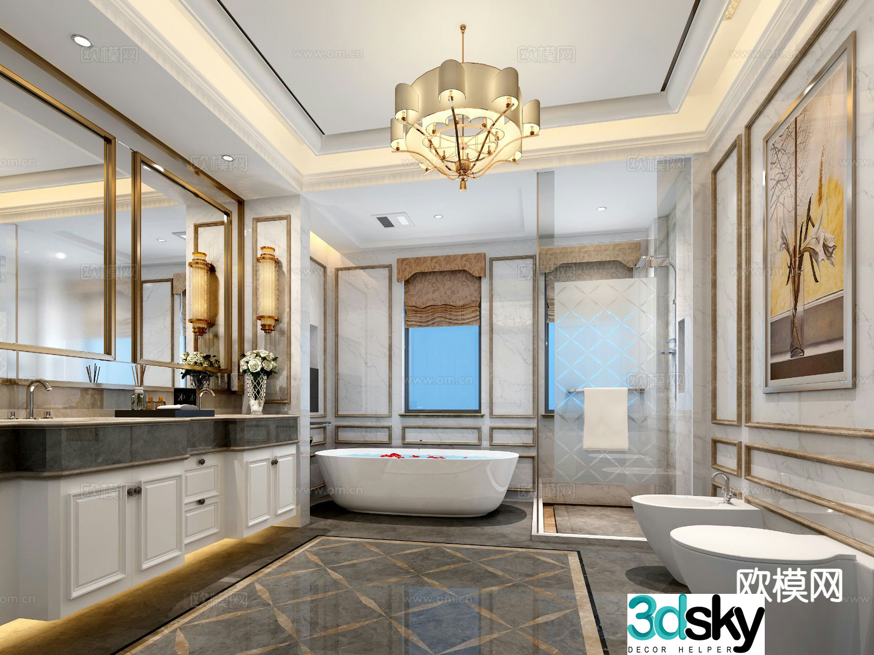 European style bathroom bathroom 3d model