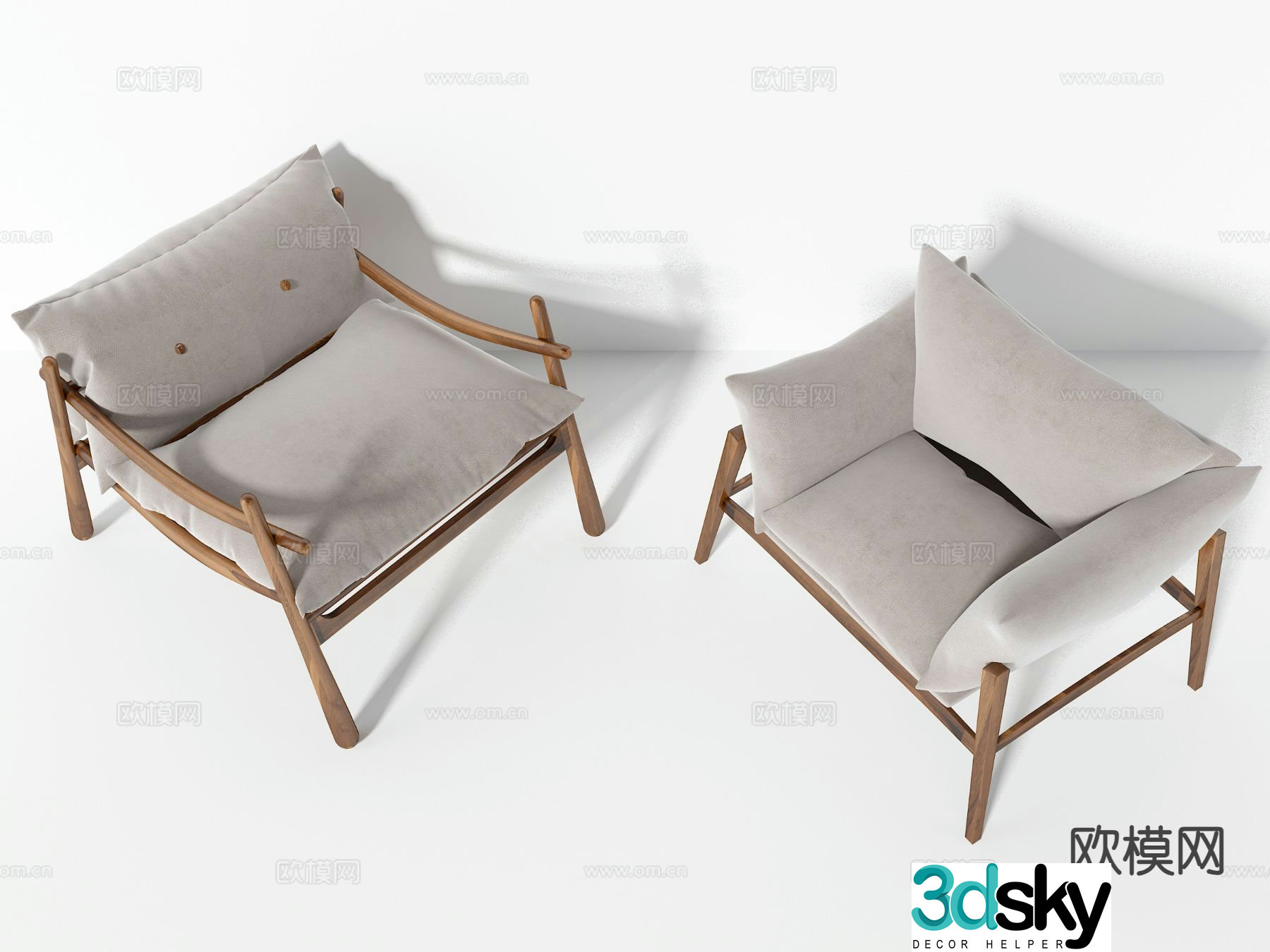 Nordic leisure chair armchair solid wood chair chair 3d model