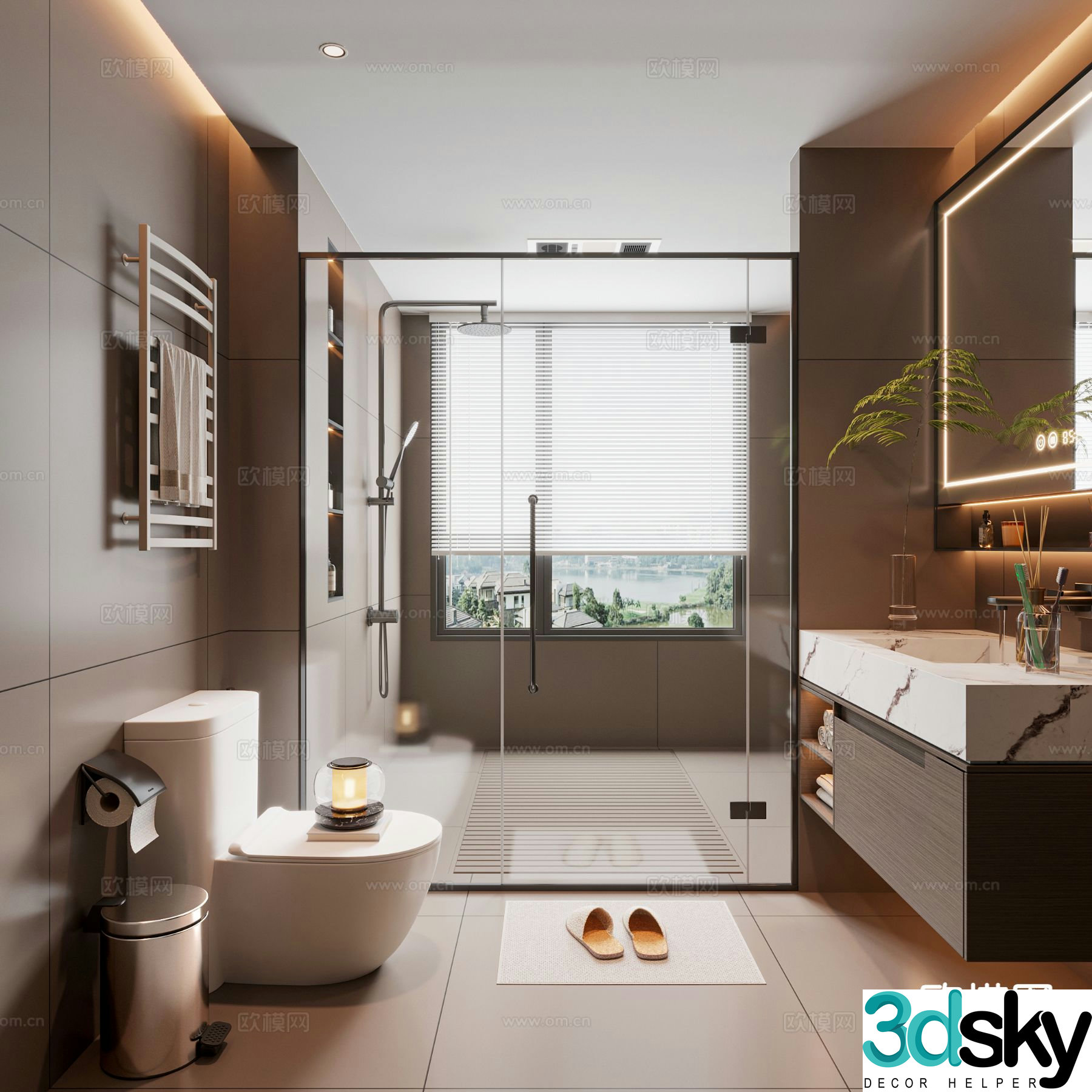 Italian bathroom bathroom toilet 3d model