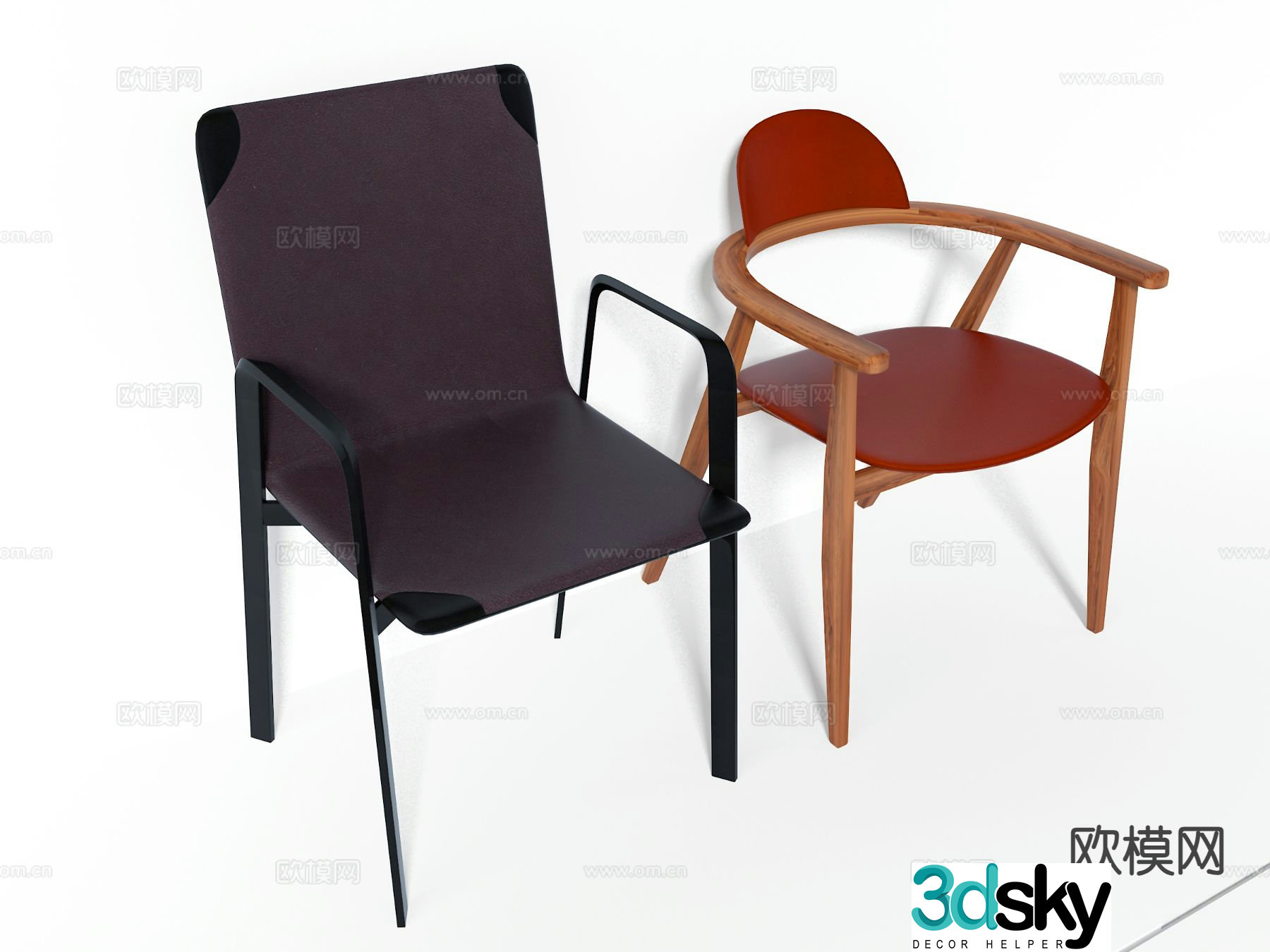 Nordic leisure chair single chair leather chair chair 3d model