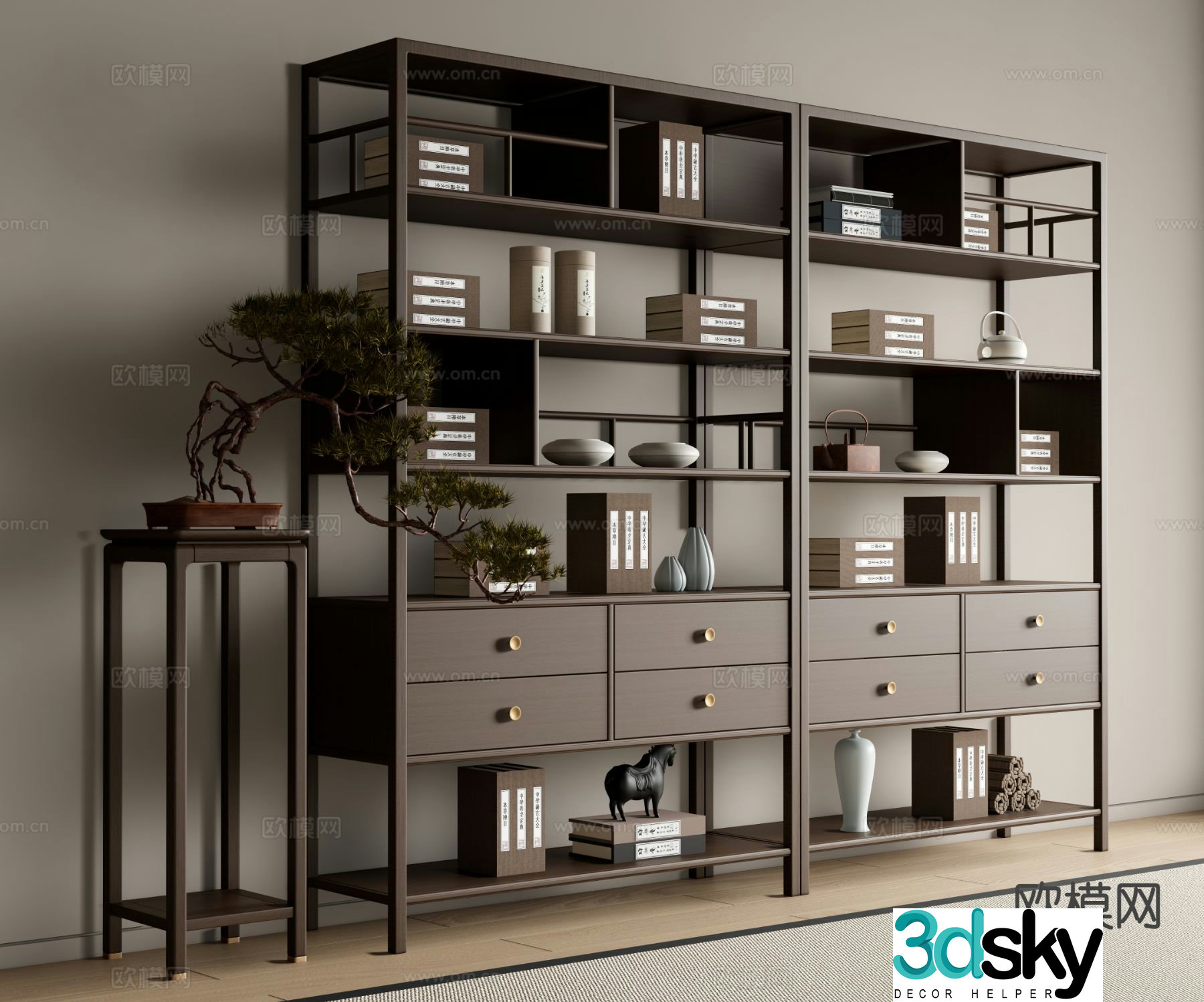 New Chinese style Bogu rack storage rack 3D model