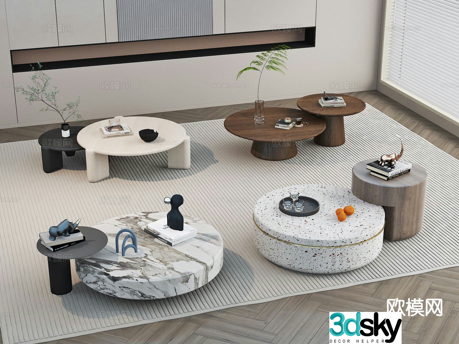 Modern double coffee table 3d model