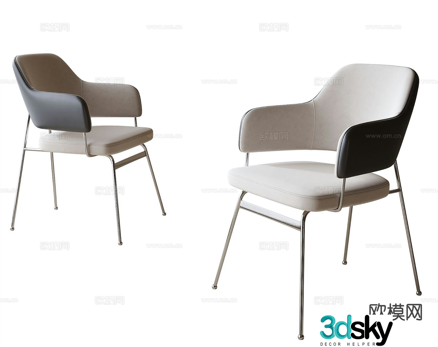 Modern dining chair single chair leisure chair 3d model