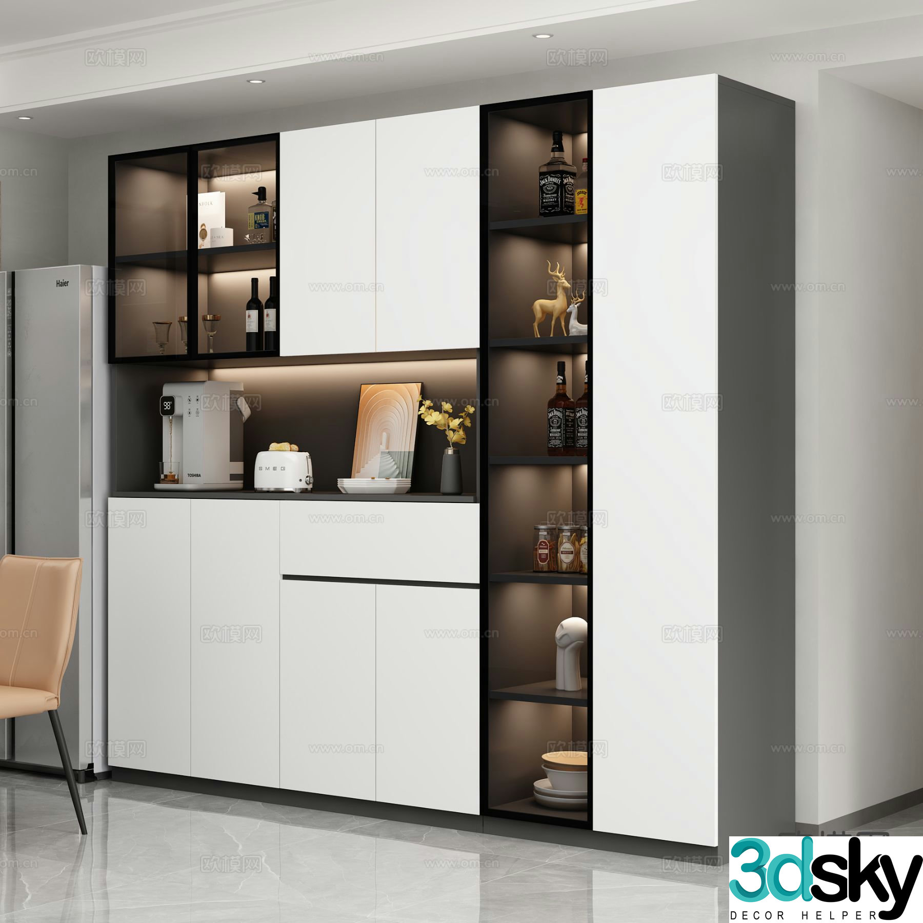 Modern wine cabinet sideboard 3d model