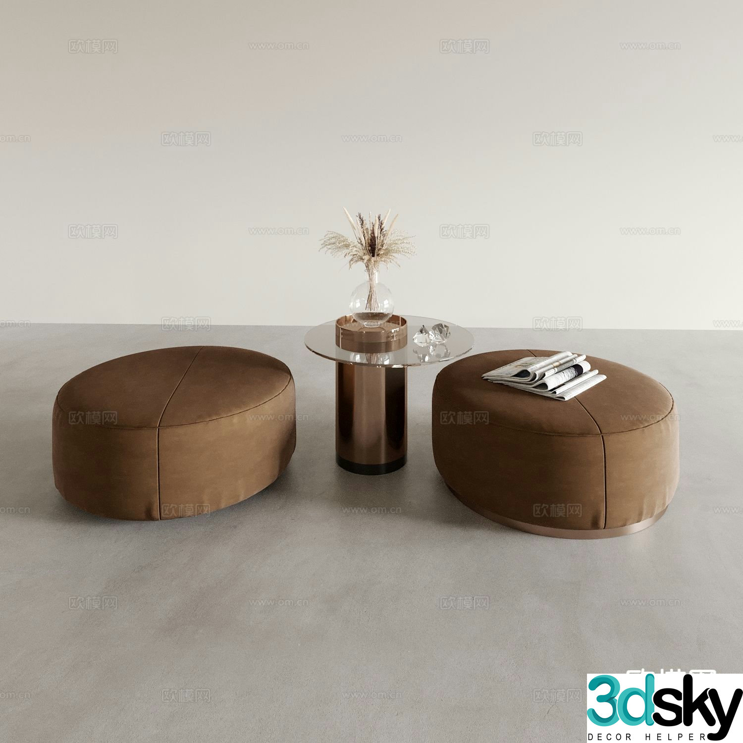 Modern shoe-changing stool imperial concubine couch round sofa stool 3D model