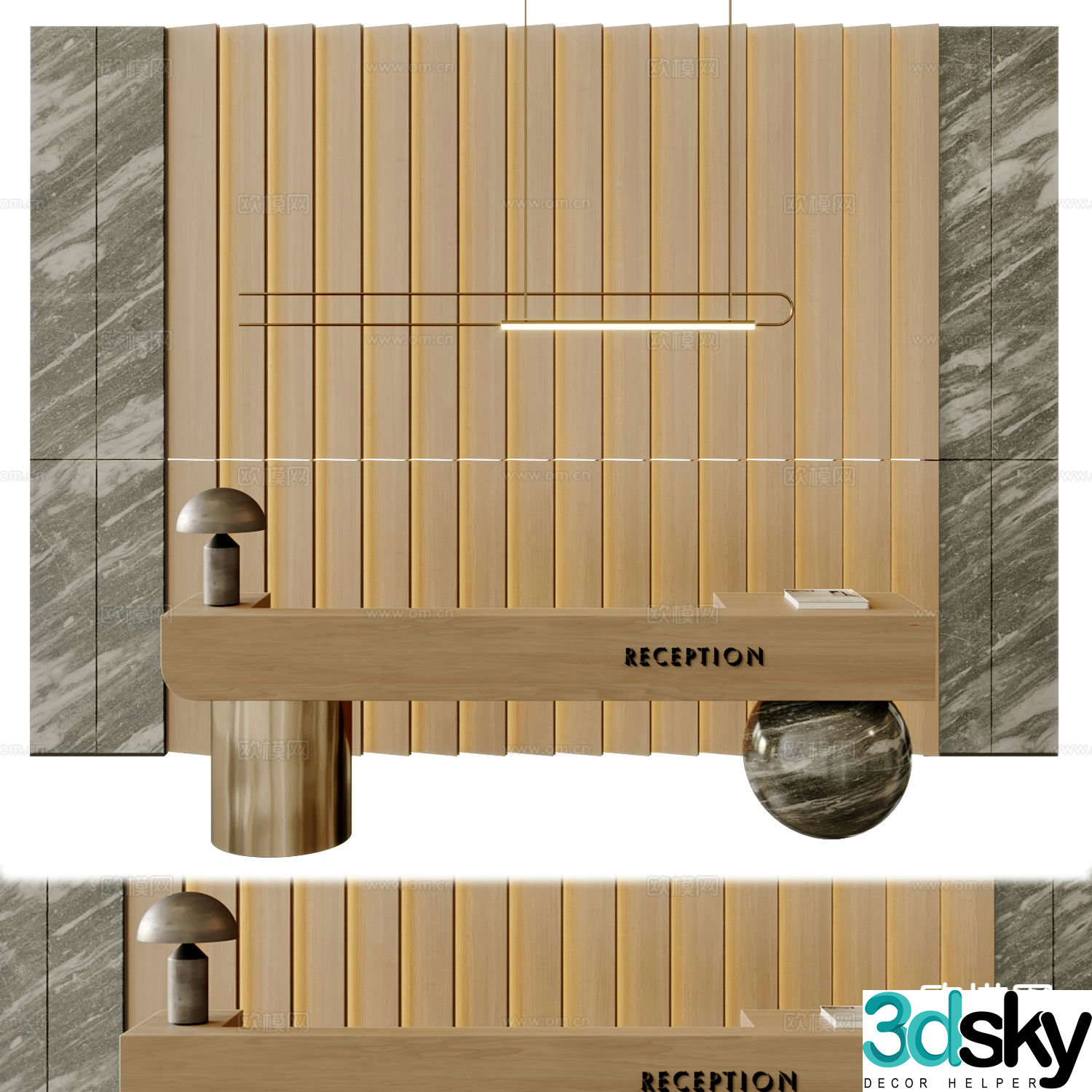 Modern front desk company reception desk 3d model