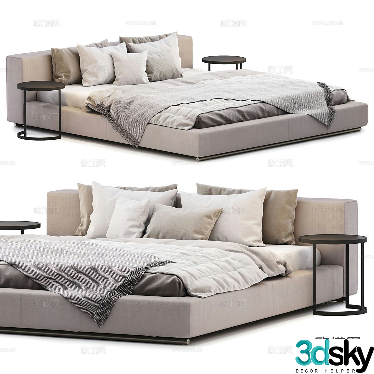 Modern double bed 3d model