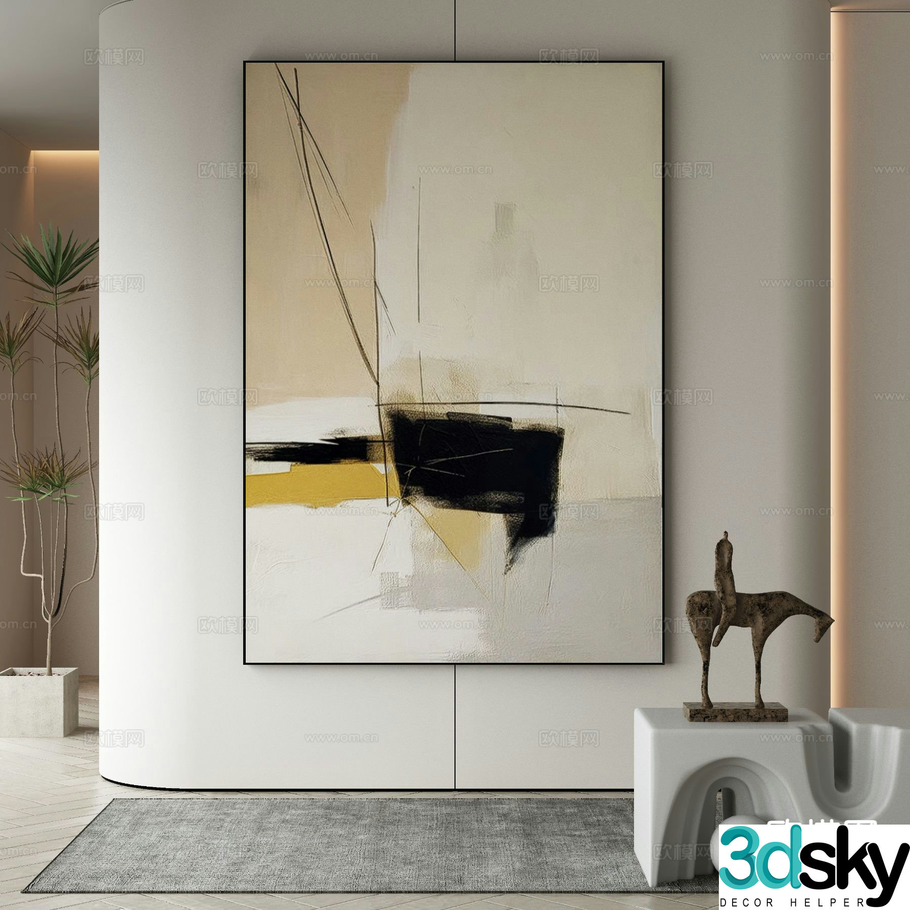 Modern decorative painting abstract painting 3d model